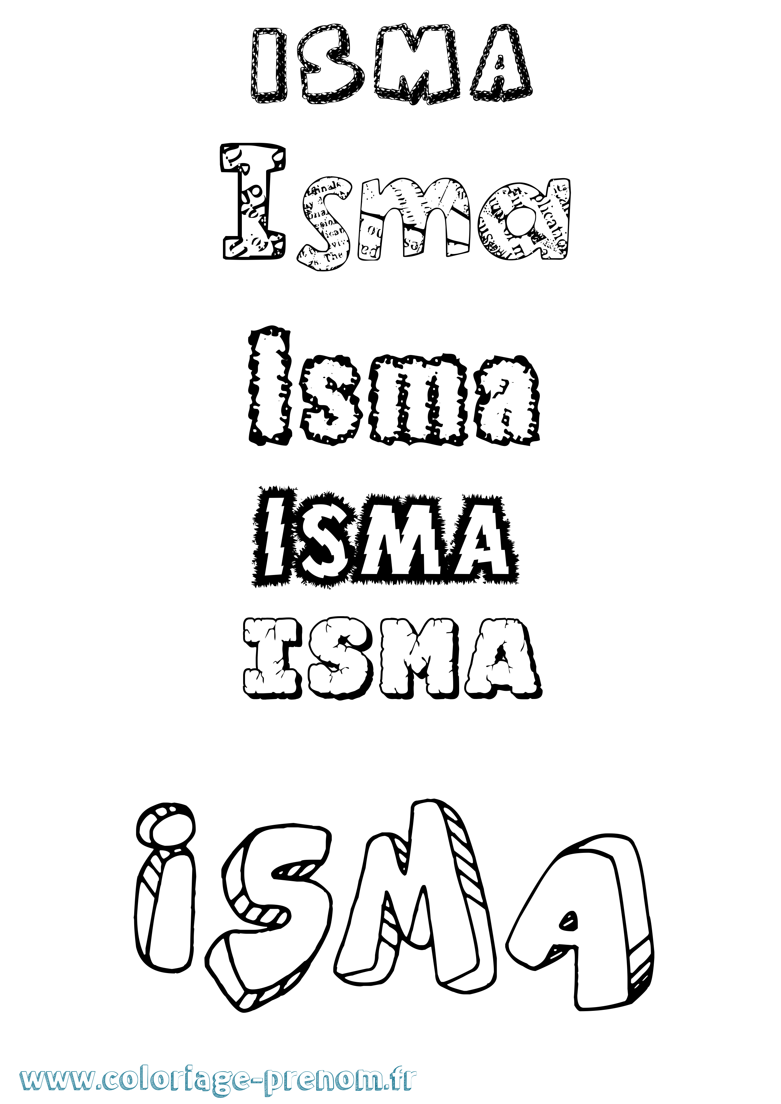 Coloriage Isma Destructuré Coloriage prénom Isma Destructuré