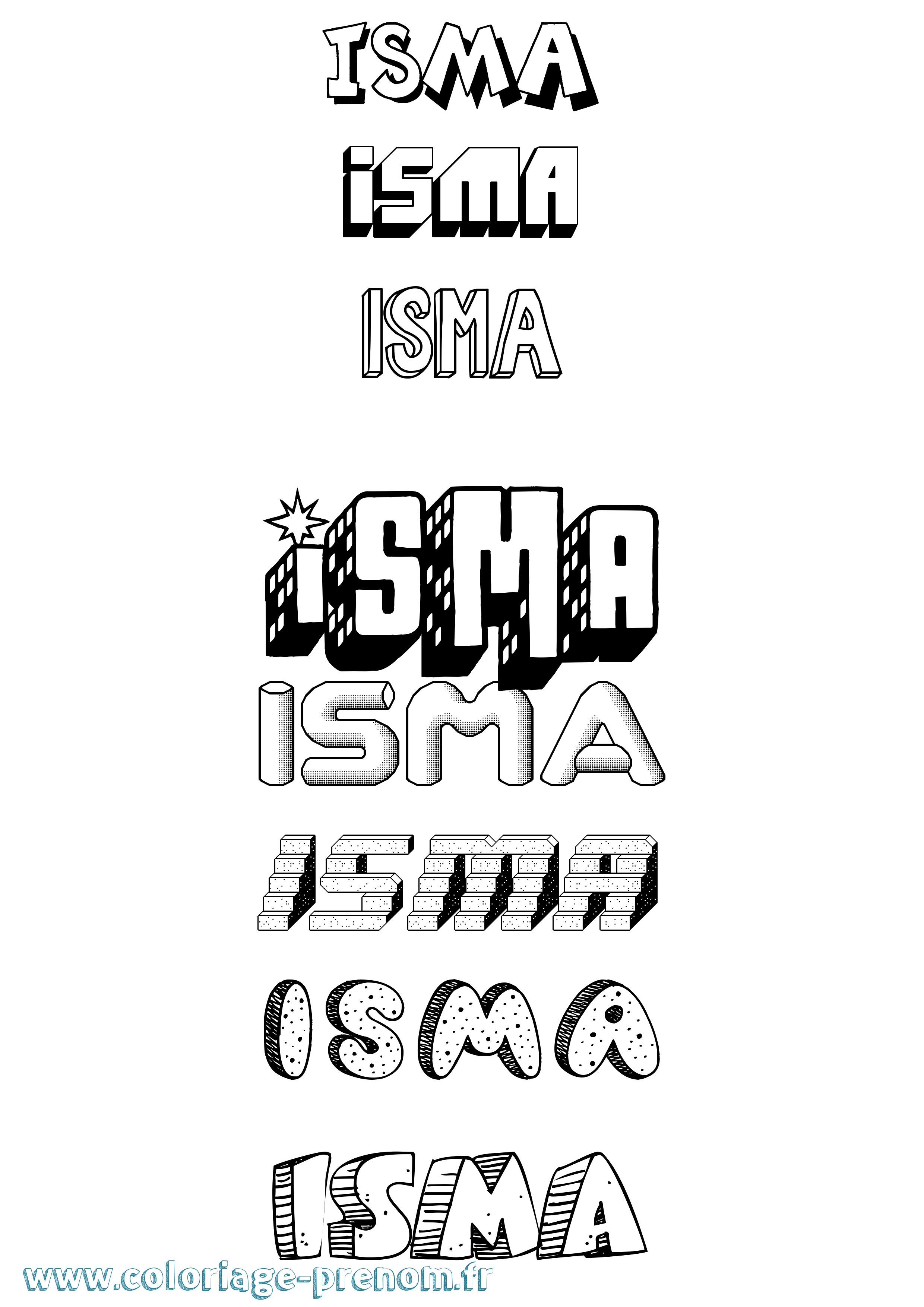 Coloriage Isma Effet 3D Coloriage prénom Isma Effet 3D