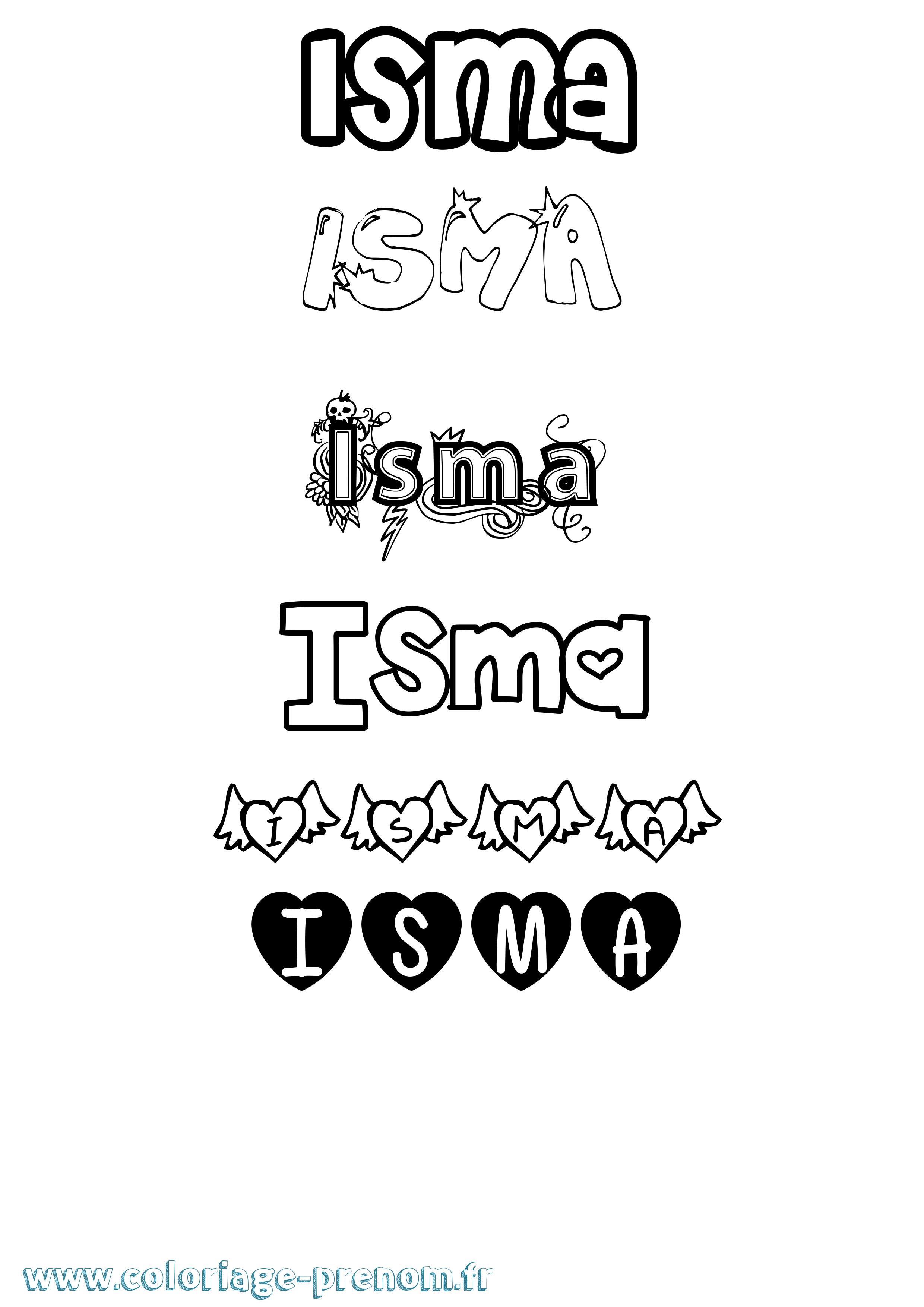 Coloriage Isma Girly Coloriage prénom Isma Girly