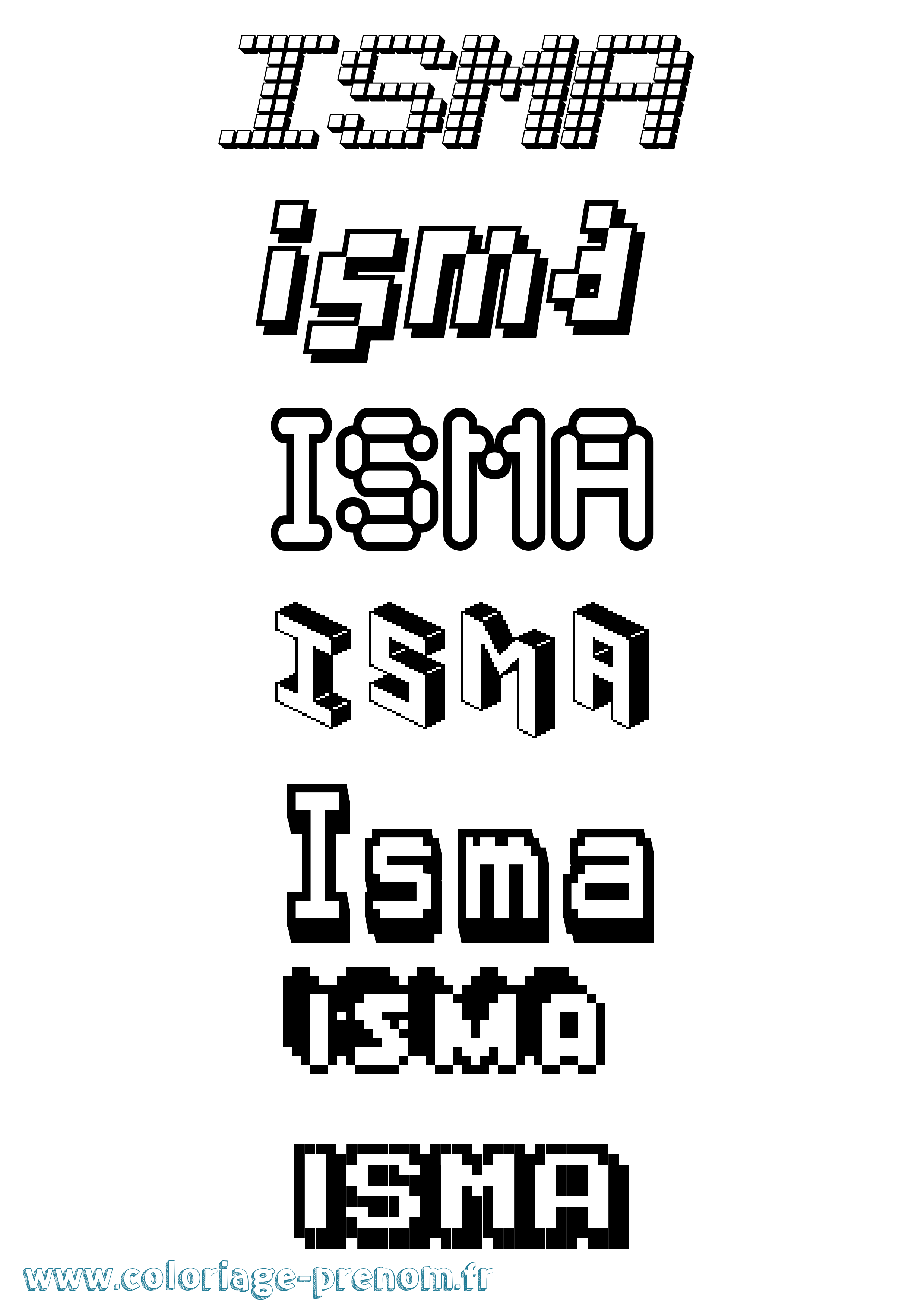 Coloriage Isma Pixel Coloriage prénom Isma Pixel