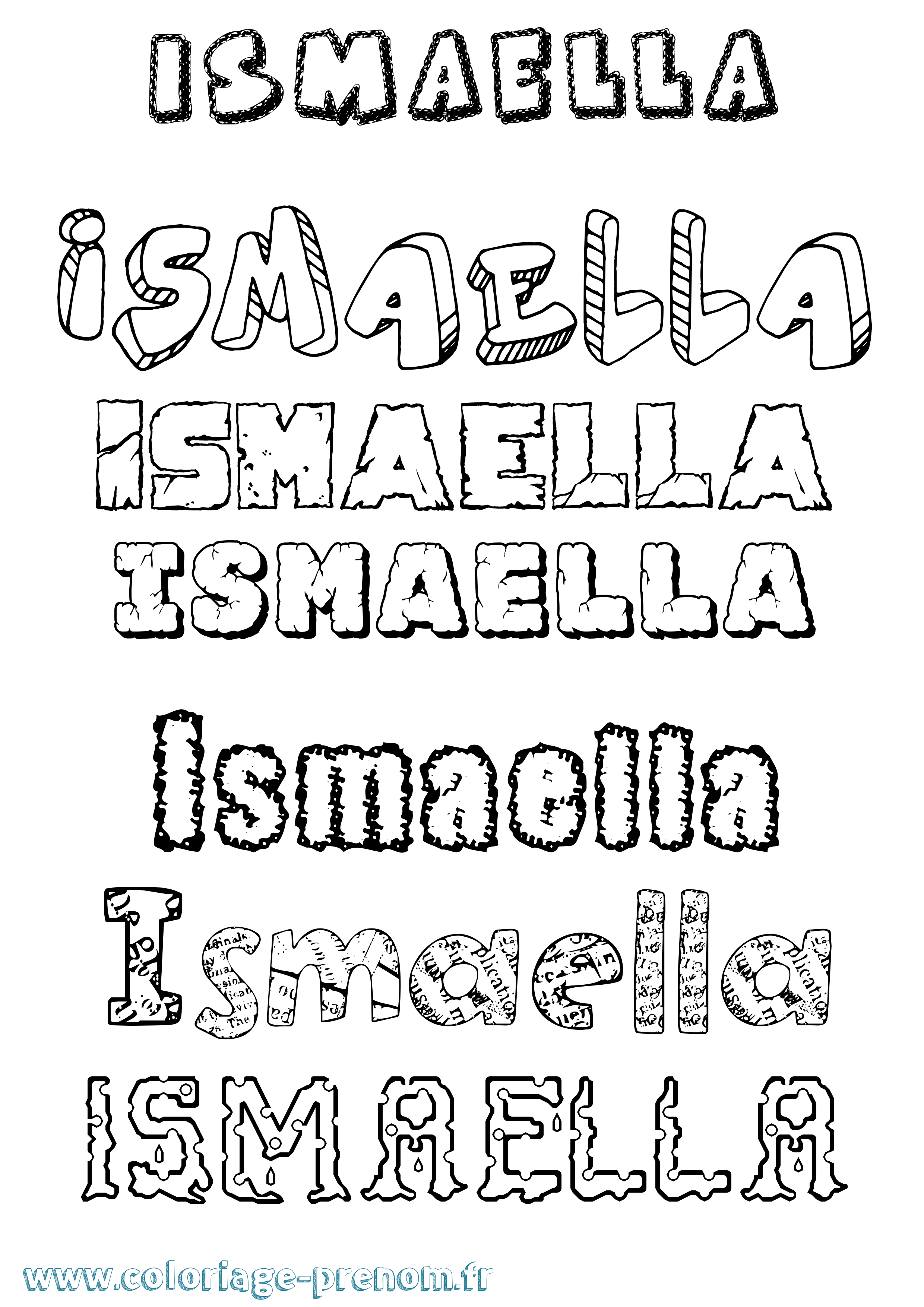 Coloriage Ismaella Destructuré Coloriage prénom Ismaella Destructuré
