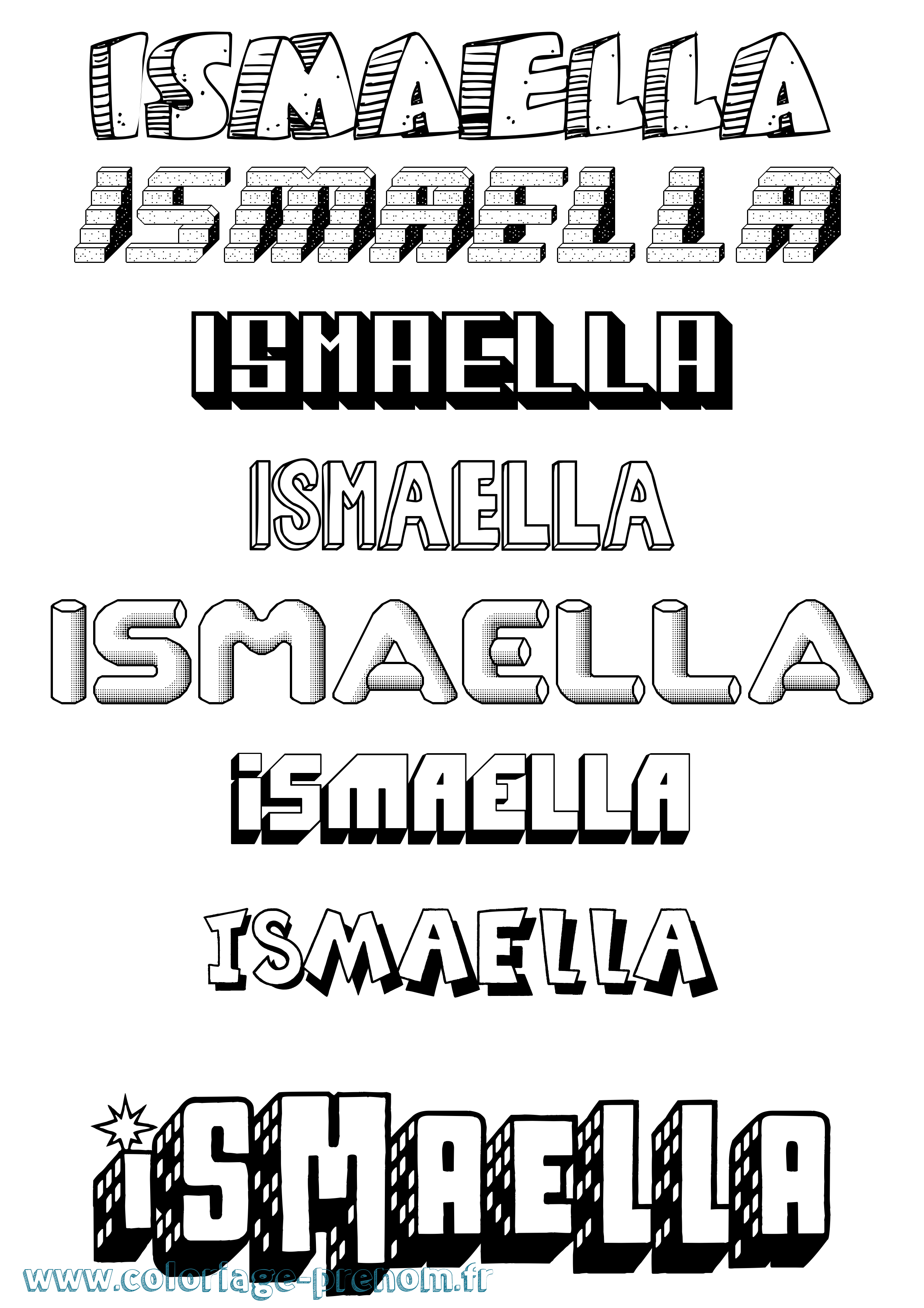 Coloriage Ismaella Effet 3D Coloriage prénom Ismaella Effet 3D