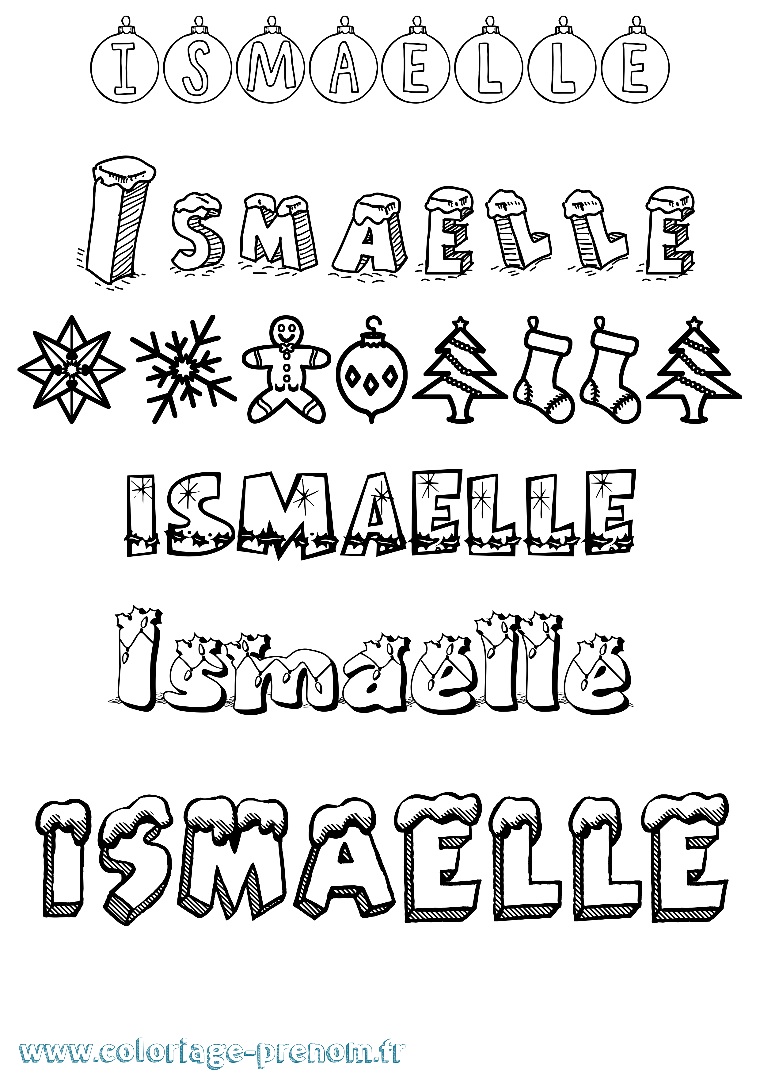 Coloriage Ismaelle Noël Coloriage prénom Ismaelle Noël