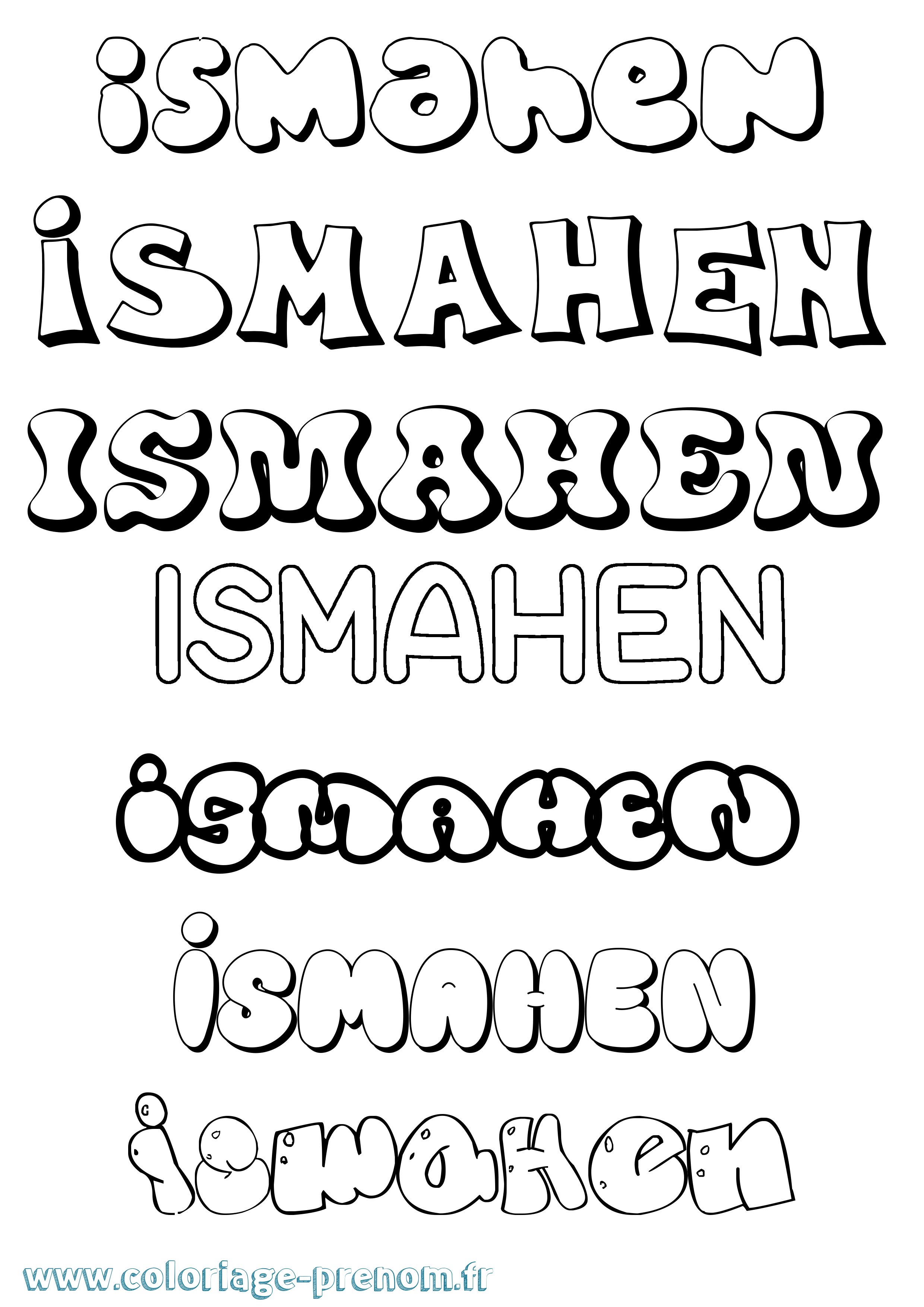 Coloriage Ismahen Bubble Coloriage prénom Ismahen Bubble