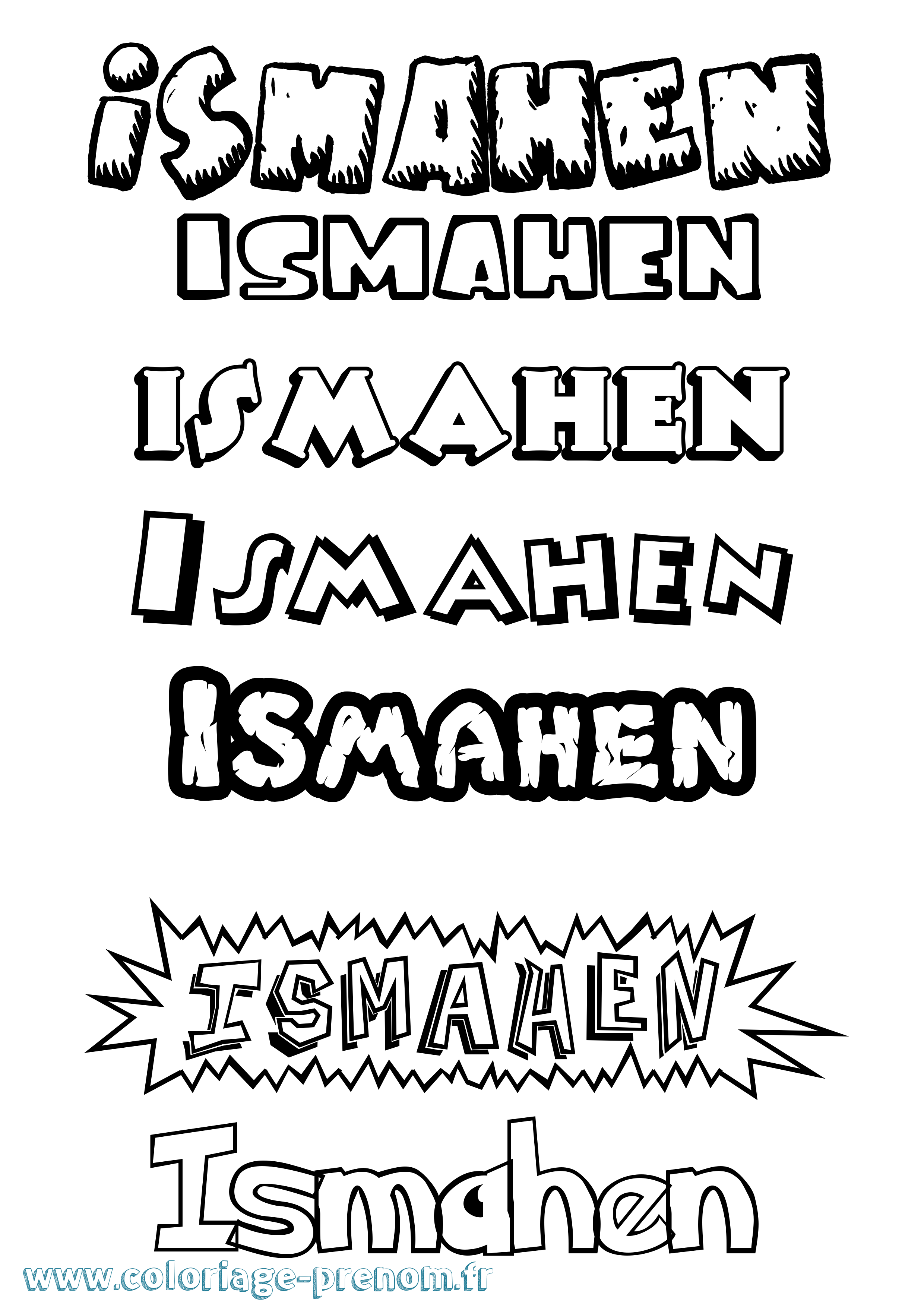 Coloriage Ismahen Dessin Animé Coloriage prénom Ismahen Dessin Animé