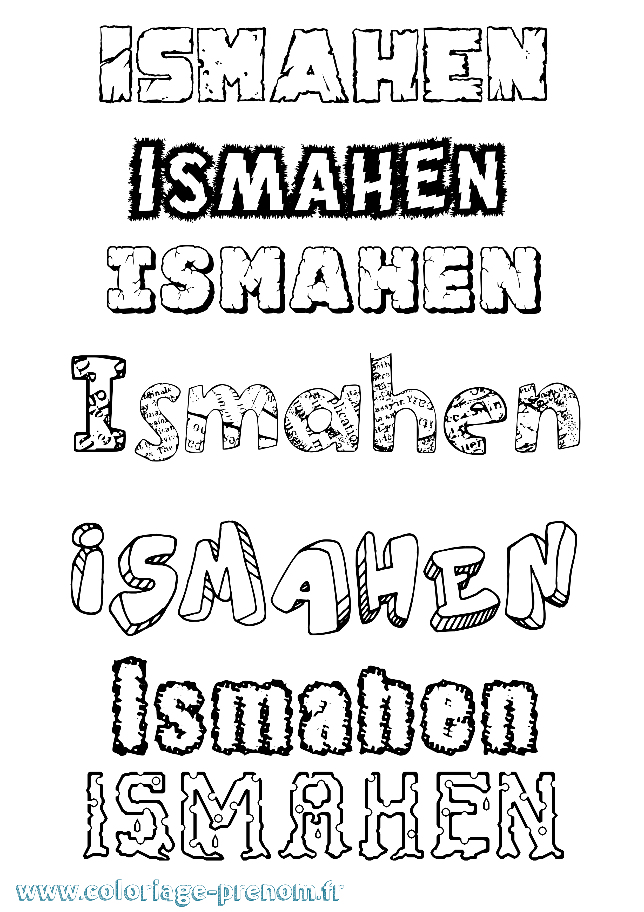 Coloriage Ismahen Destructuré Coloriage prénom Ismahen Destructuré