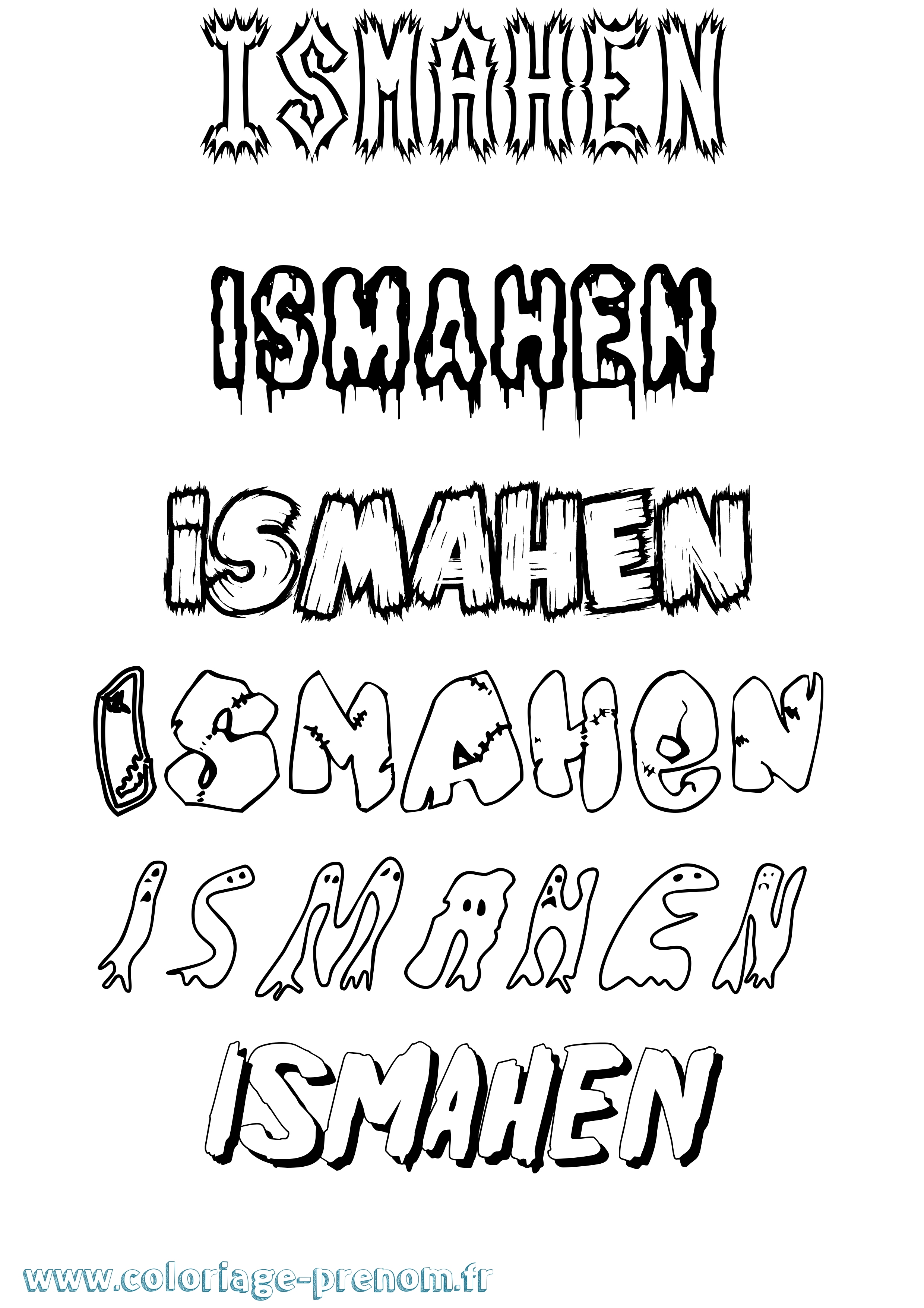 Coloriage Ismahen Frisson Coloriage prénom Ismahen Frisson