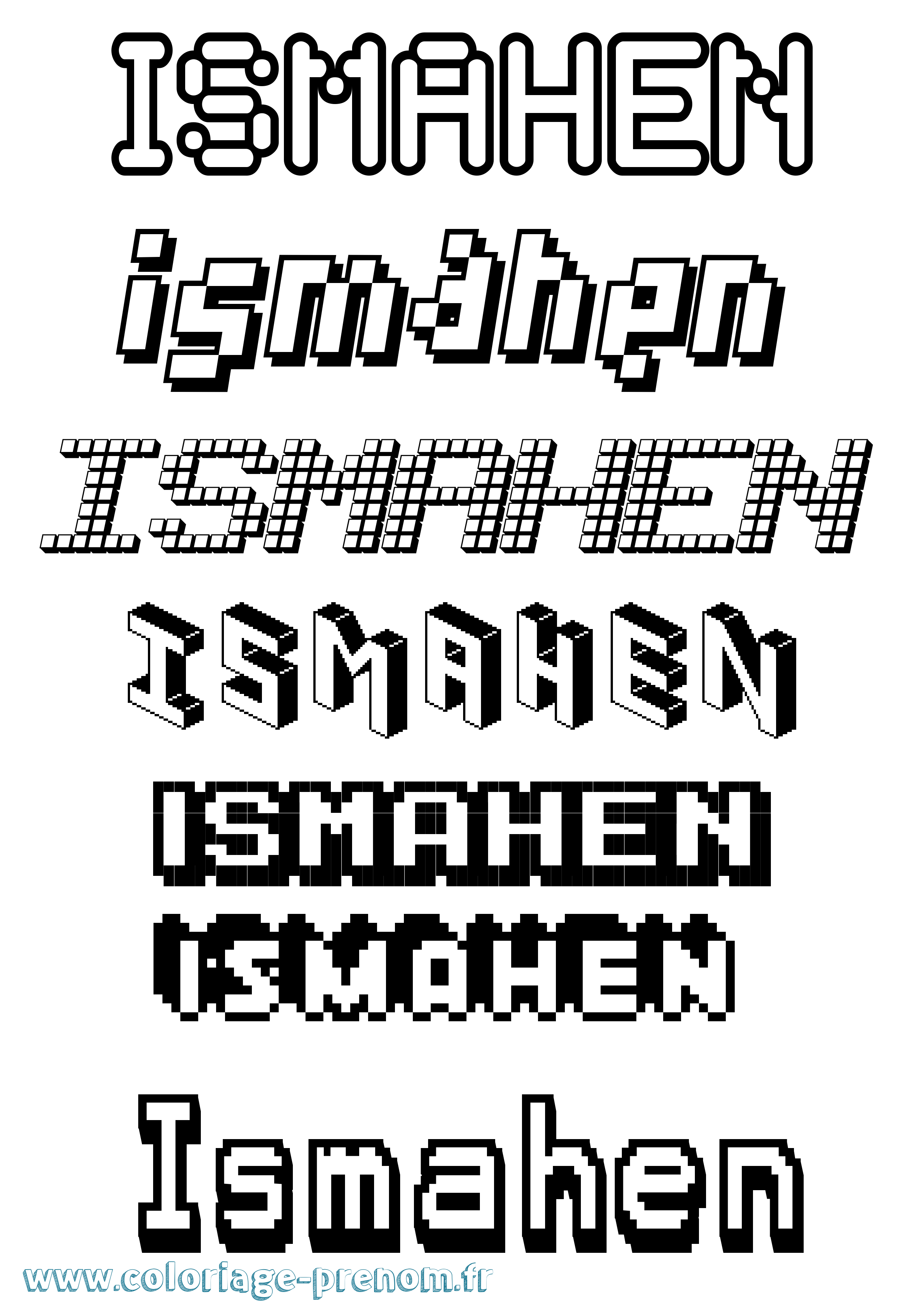 Coloriage Ismahen Pixel Coloriage prénom Ismahen Pixel