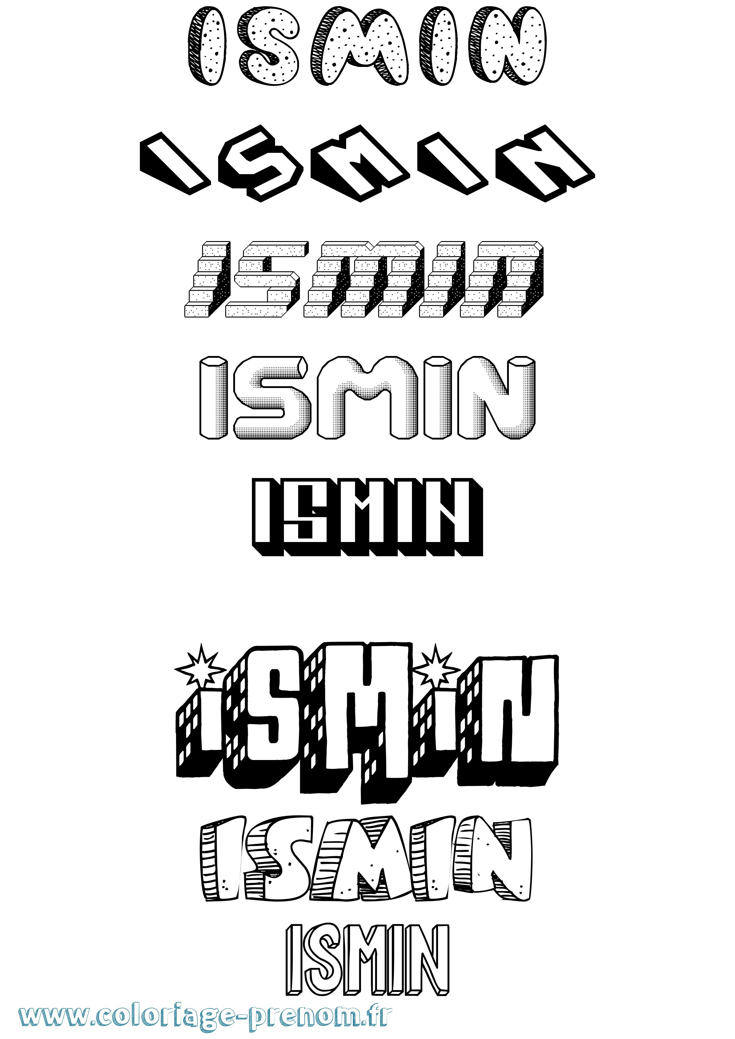 Coloriage Ismin Effet 3D Coloriage prénom Ismin Effet 3D