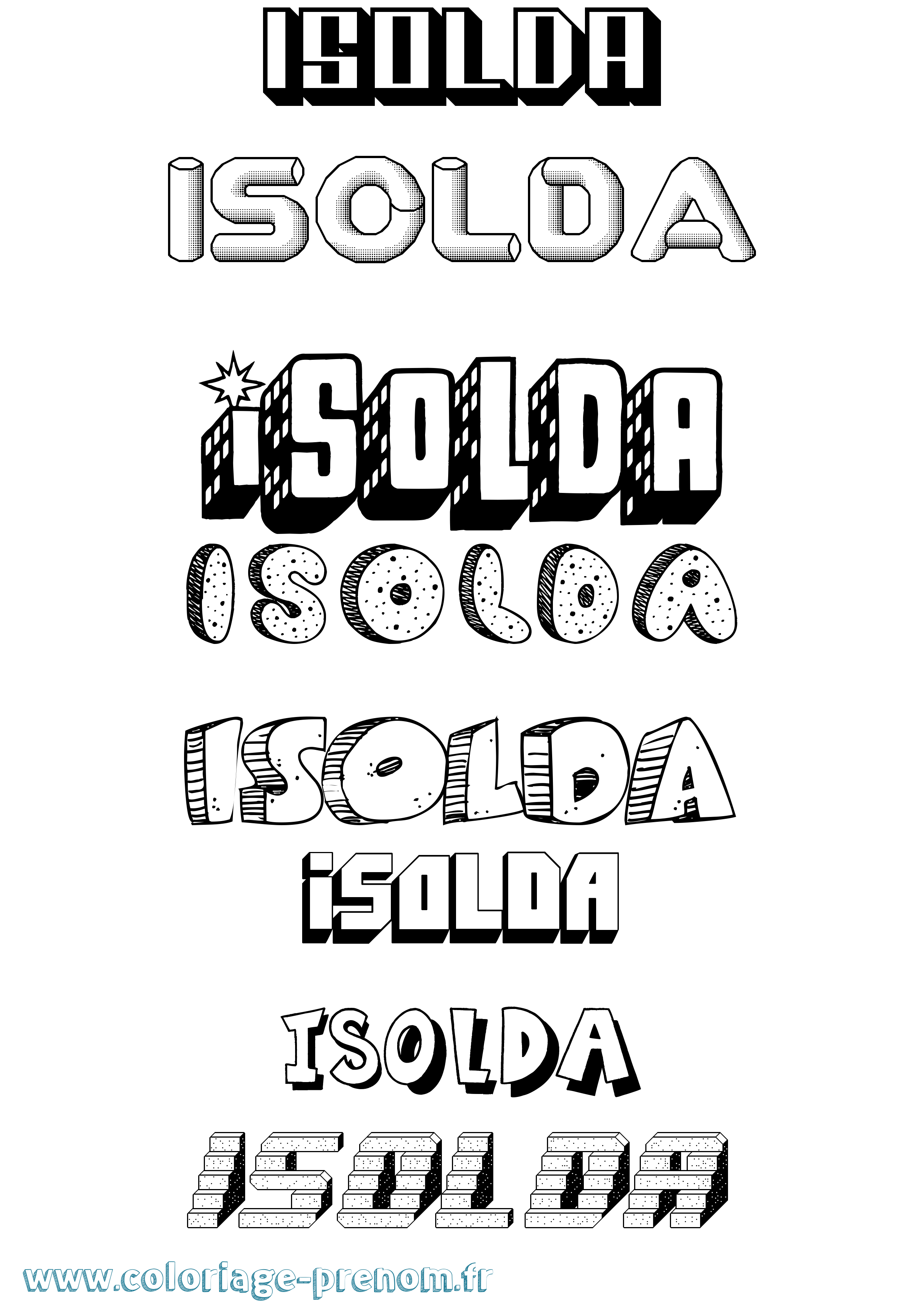 Coloriage Isolda Effet 3D Coloriage prénom Isolda Effet 3D