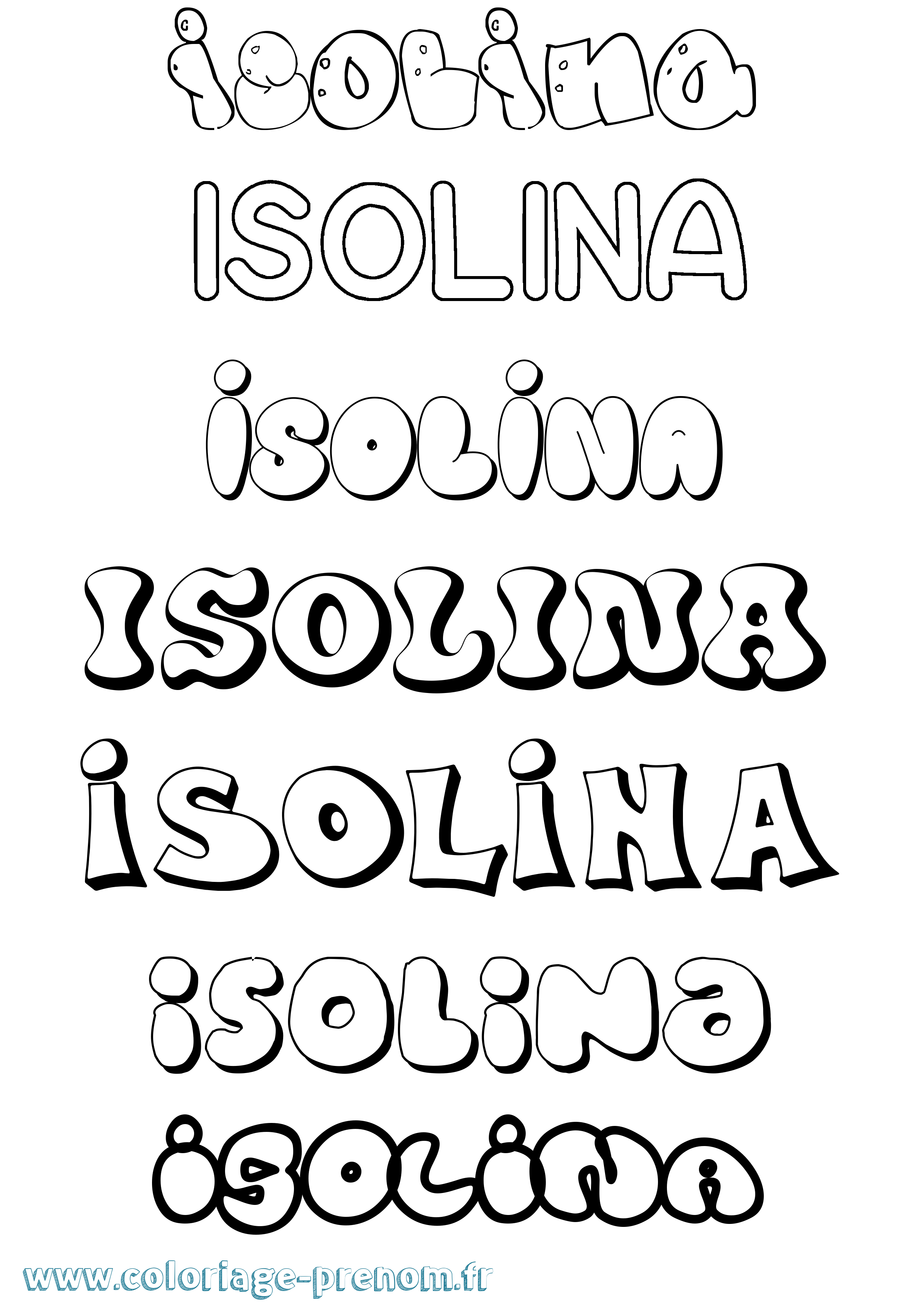 Coloriage Isolina Bubble Coloriage prénom Isolina Bubble