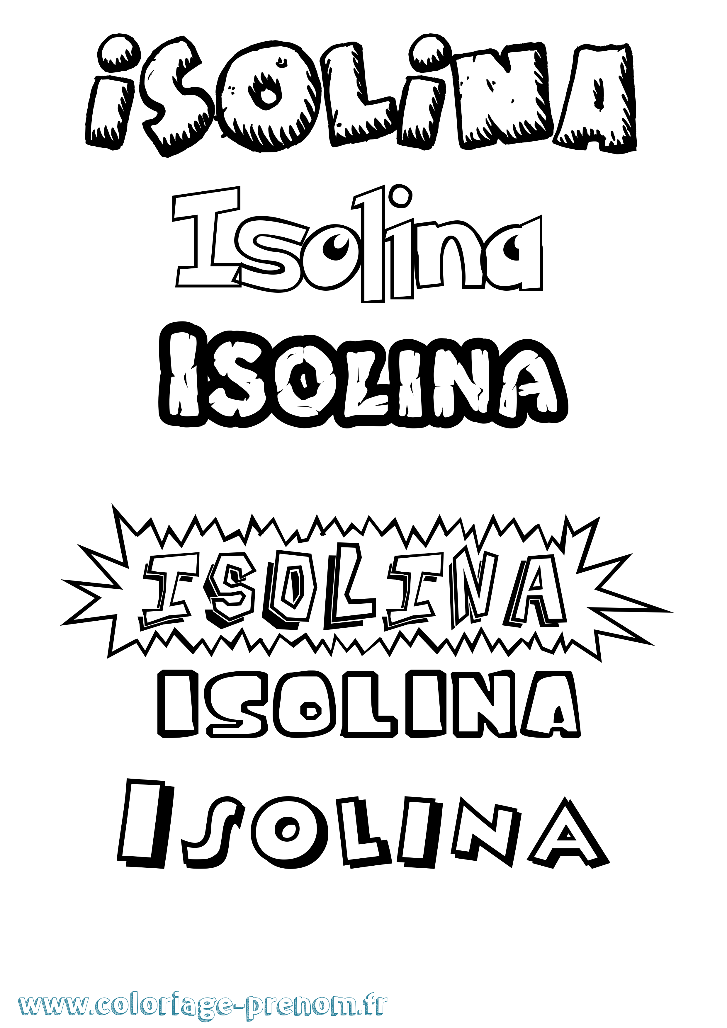 Coloriage Isolina Dessin Animé Coloriage prénom Isolina Dessin Animé