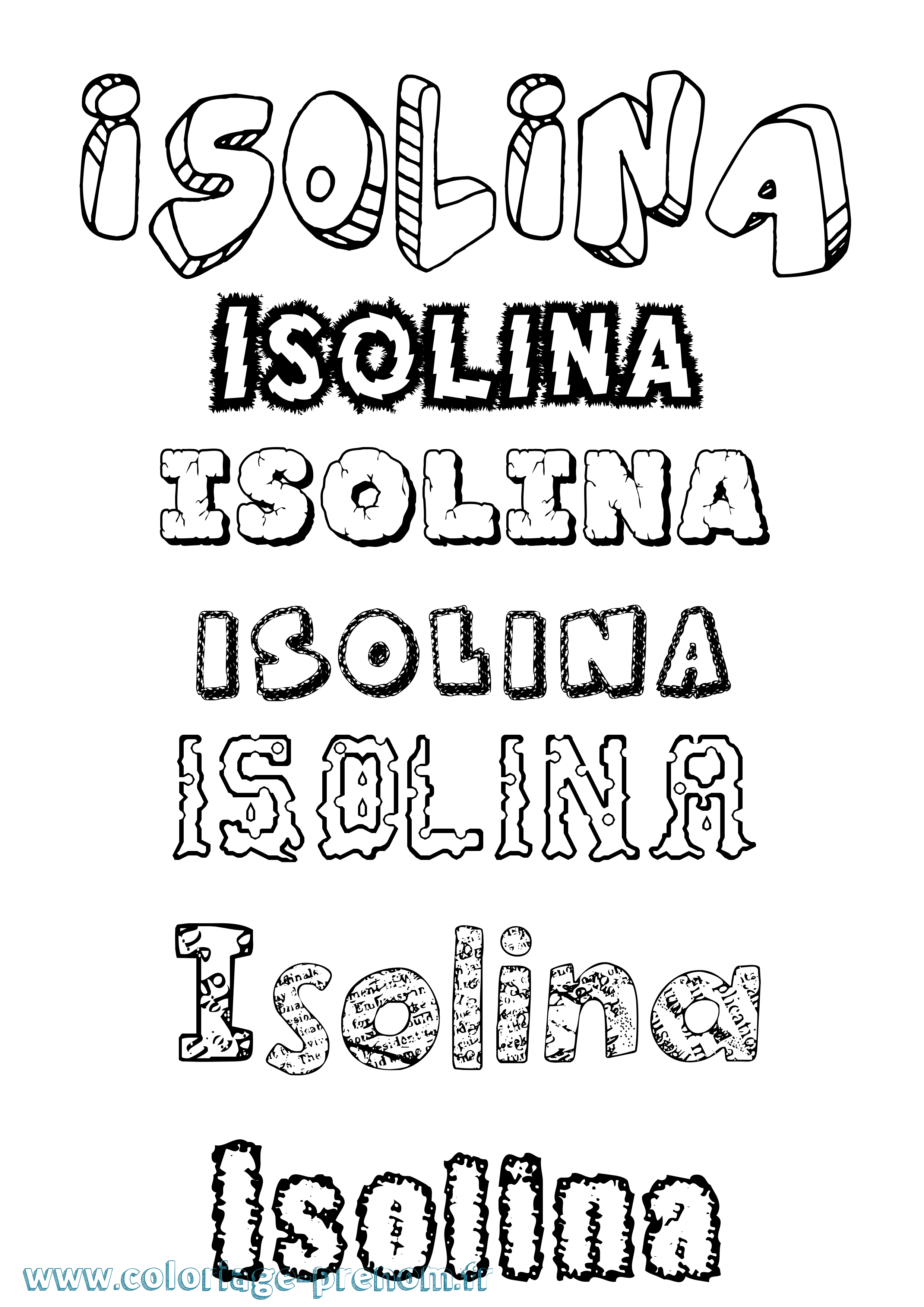 Coloriage Isolina Destructuré Coloriage prénom Isolina Destructuré