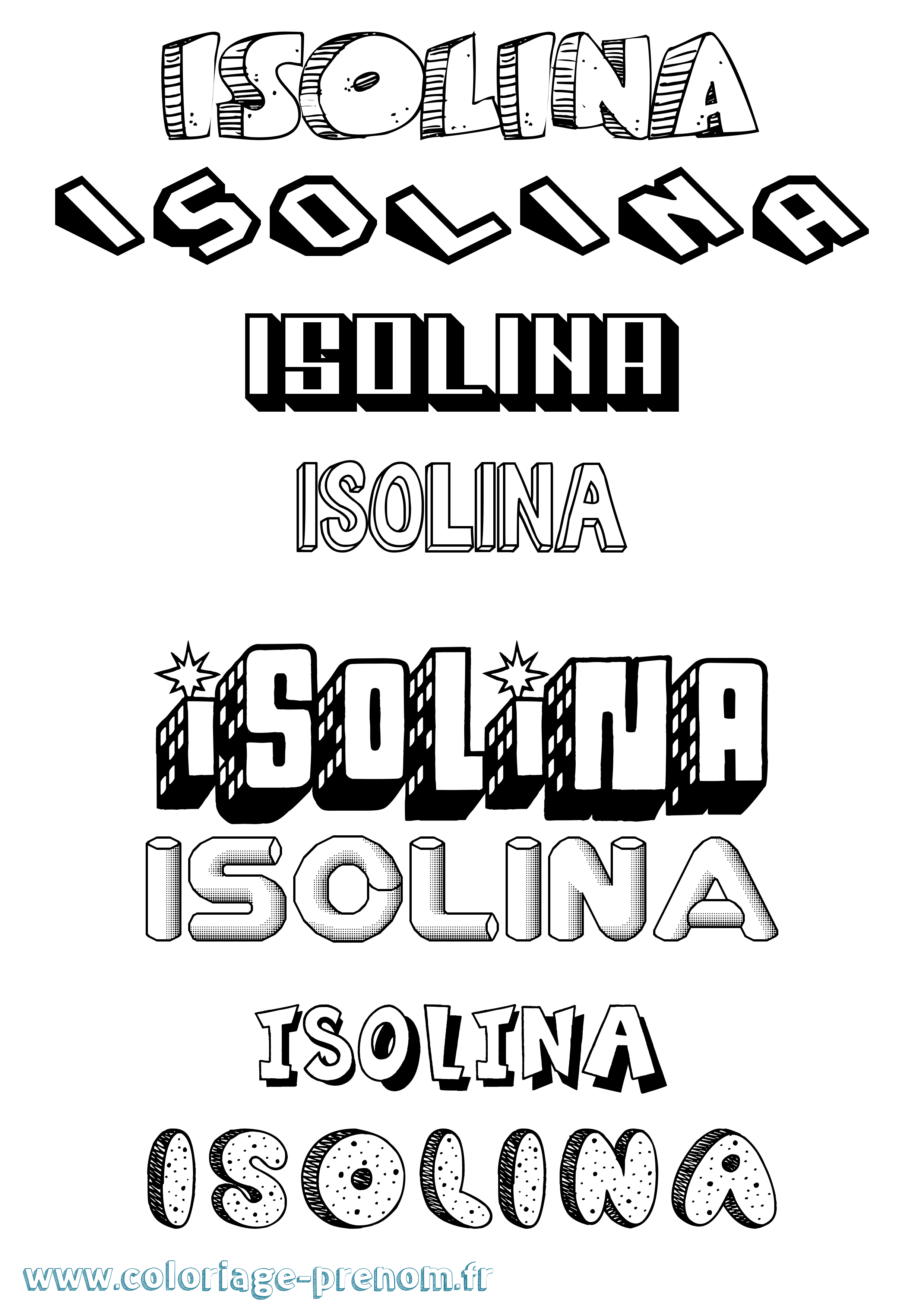 Coloriage Isolina Effet 3D Coloriage prénom Isolina Effet 3D