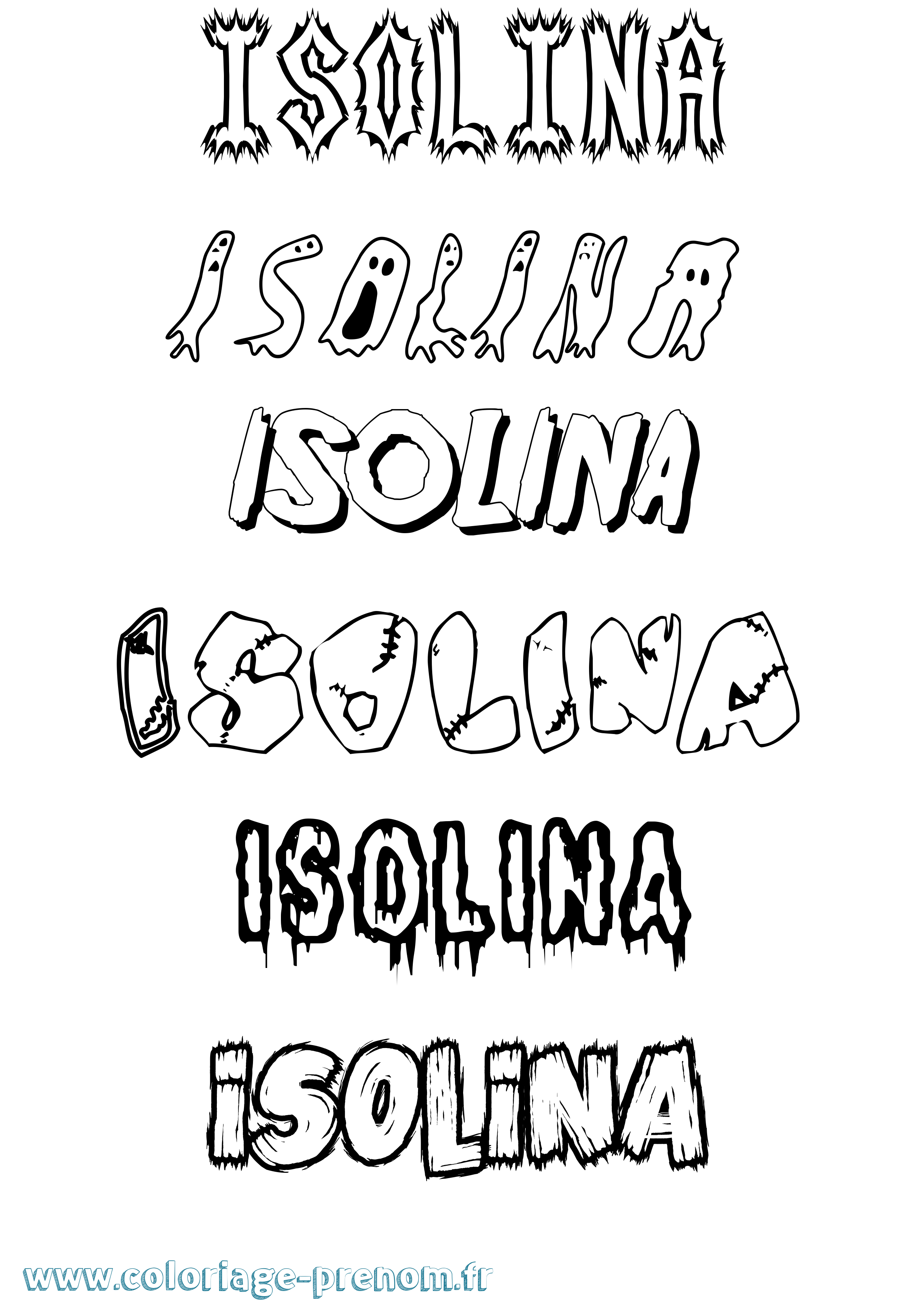 Coloriage Isolina Frisson Coloriage prénom Isolina Frisson