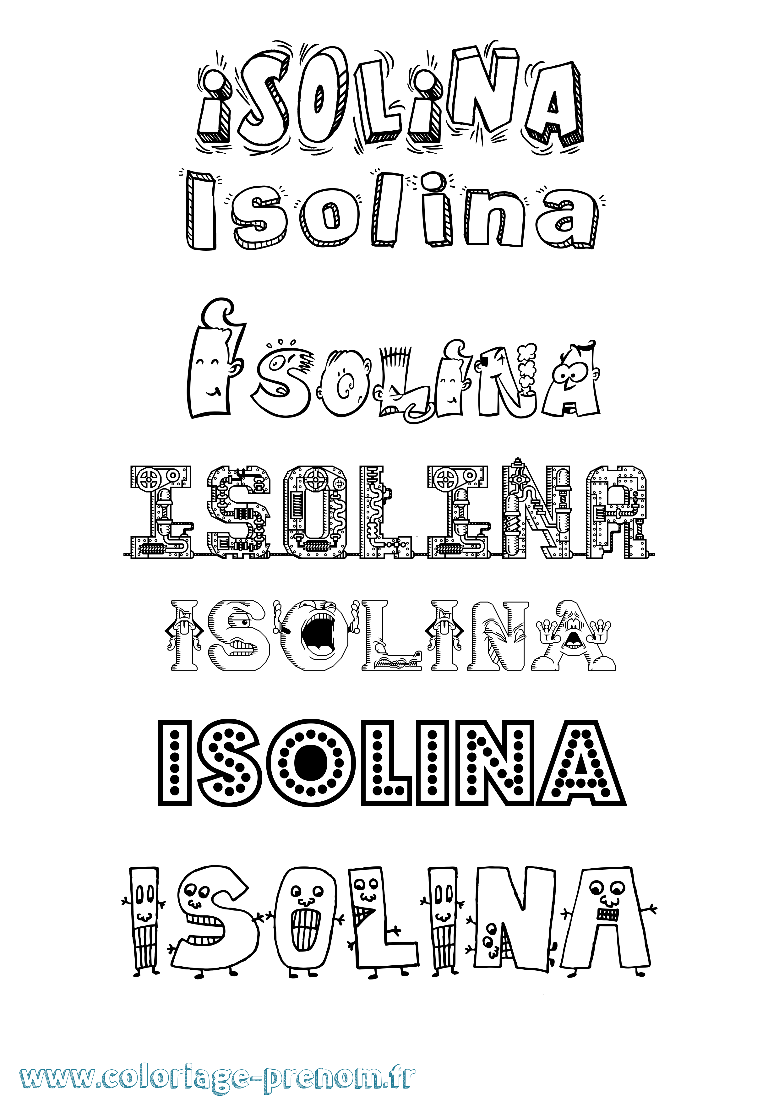 Coloriage Isolina Fun Coloriage prénom Isolina Fun