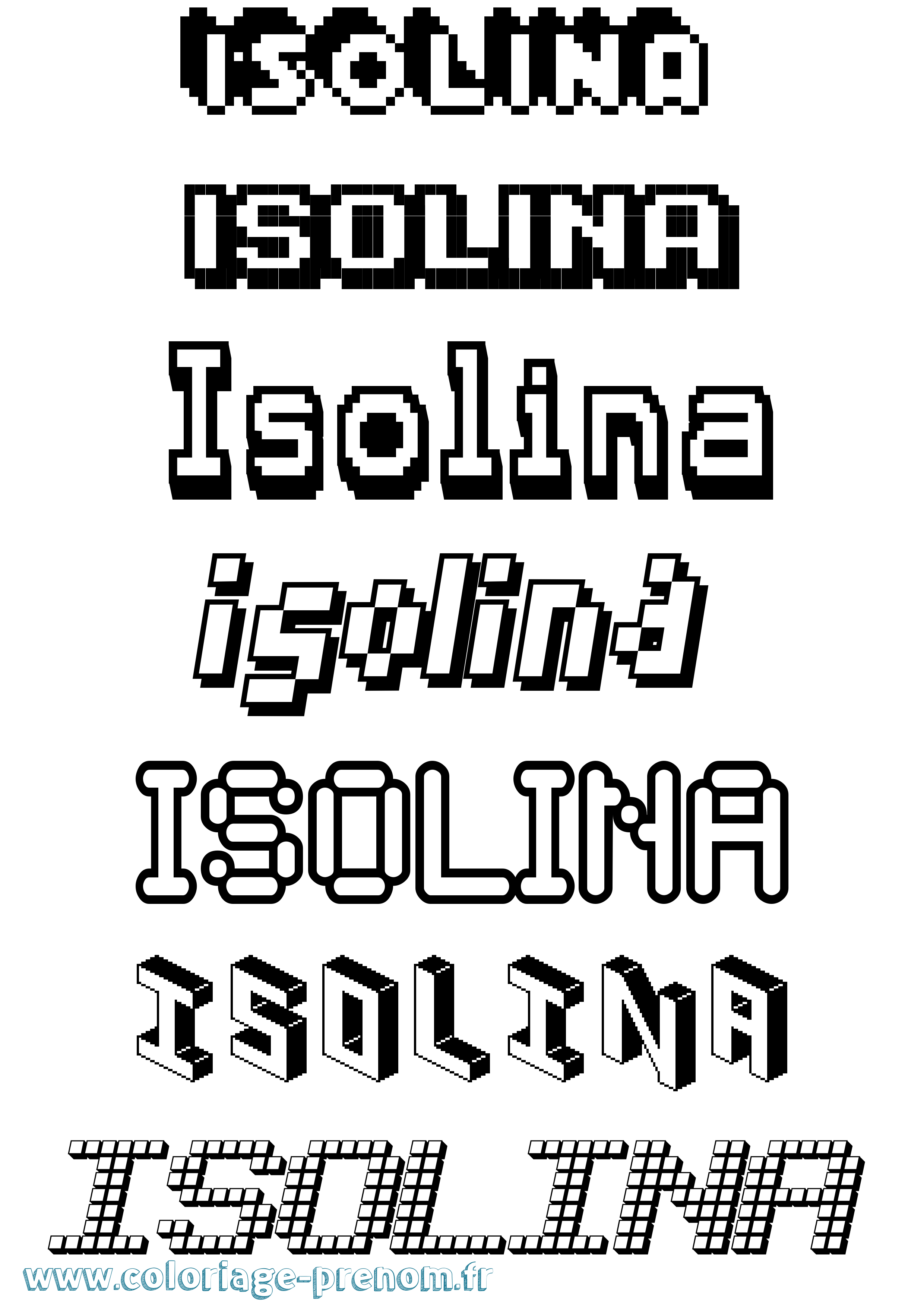 Coloriage Isolina Pixel Coloriage prénom Isolina Pixel
