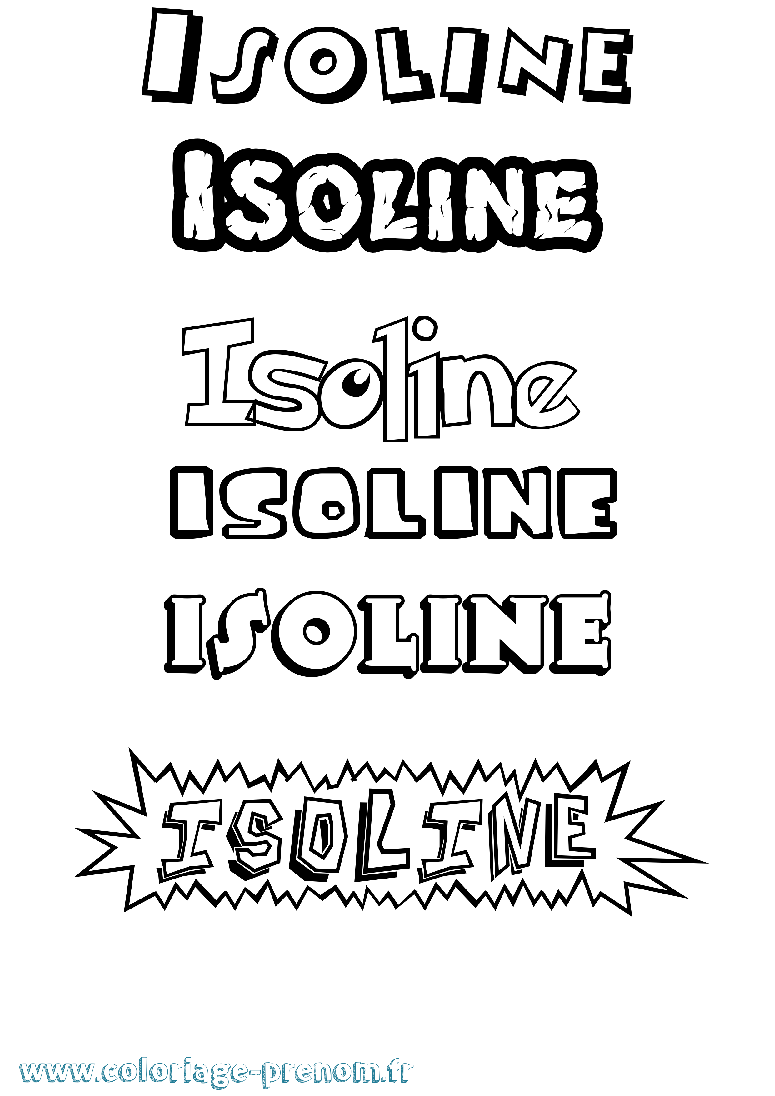 Coloriage Isoline Dessin Animé Coloriage prénom Isoline Dessin Animé
