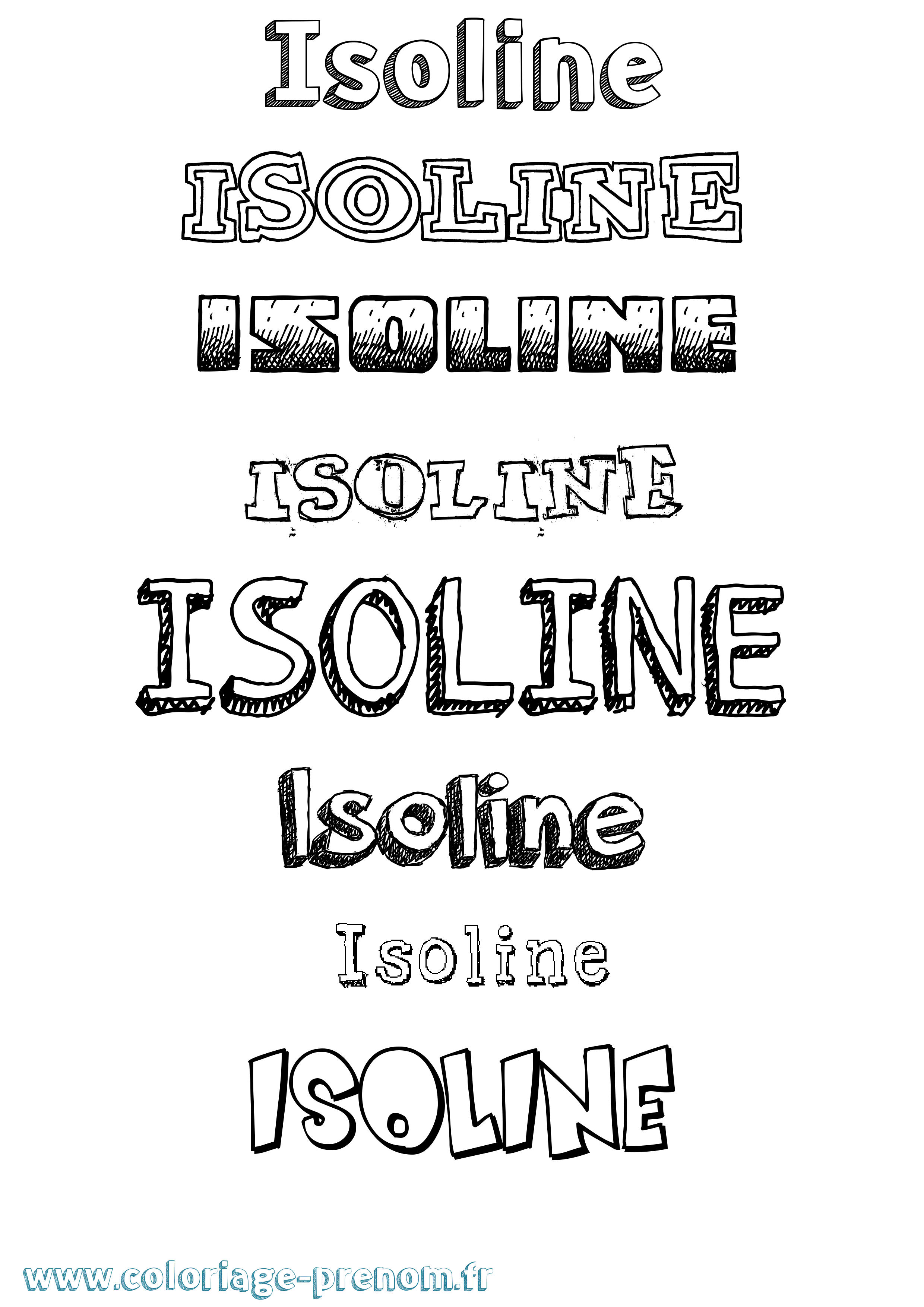 Coloriage Isoline Dessiné Coloriage prénom Isoline Dessiné