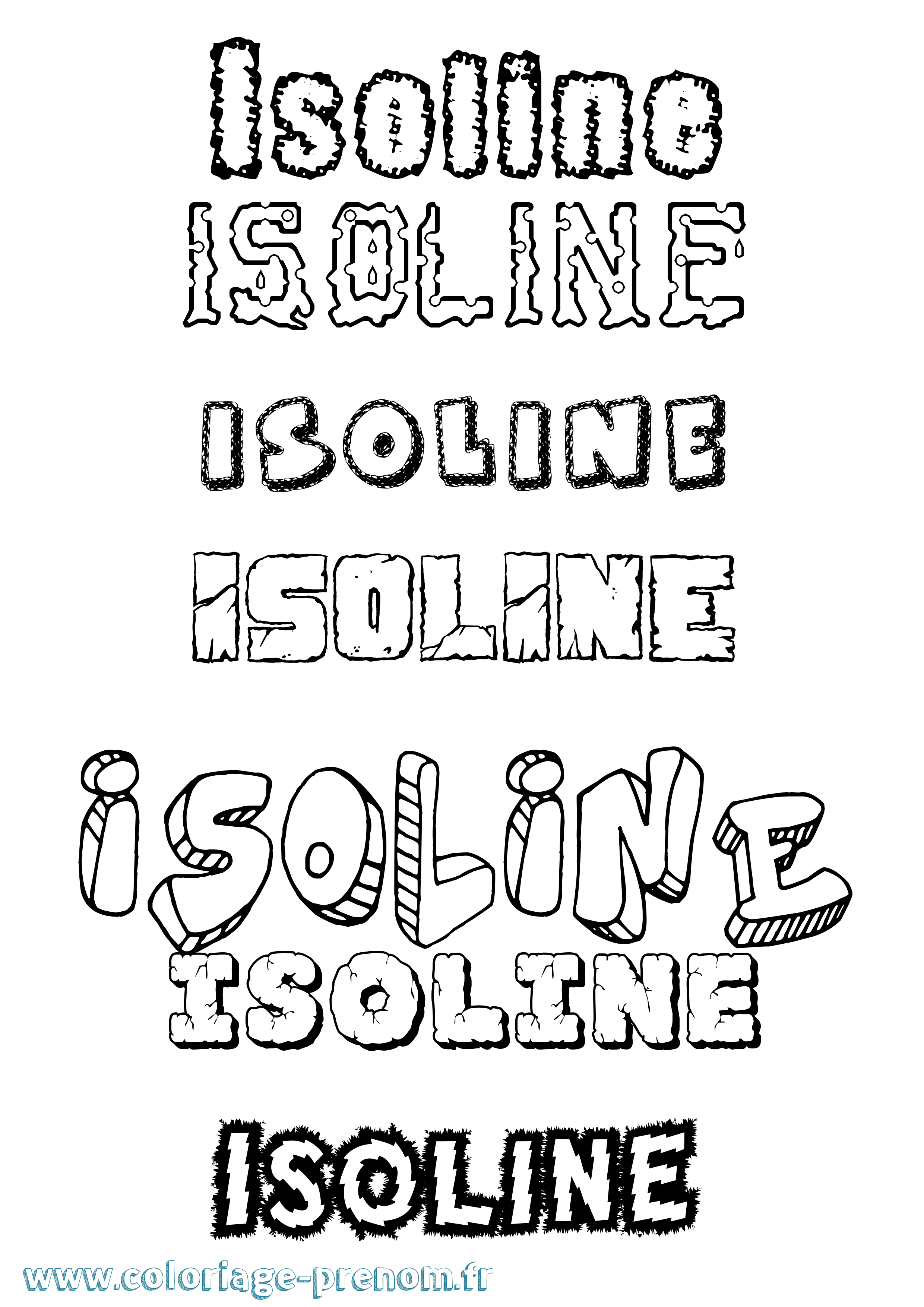Coloriage Isoline Destructuré Coloriage prénom Isoline Destructuré