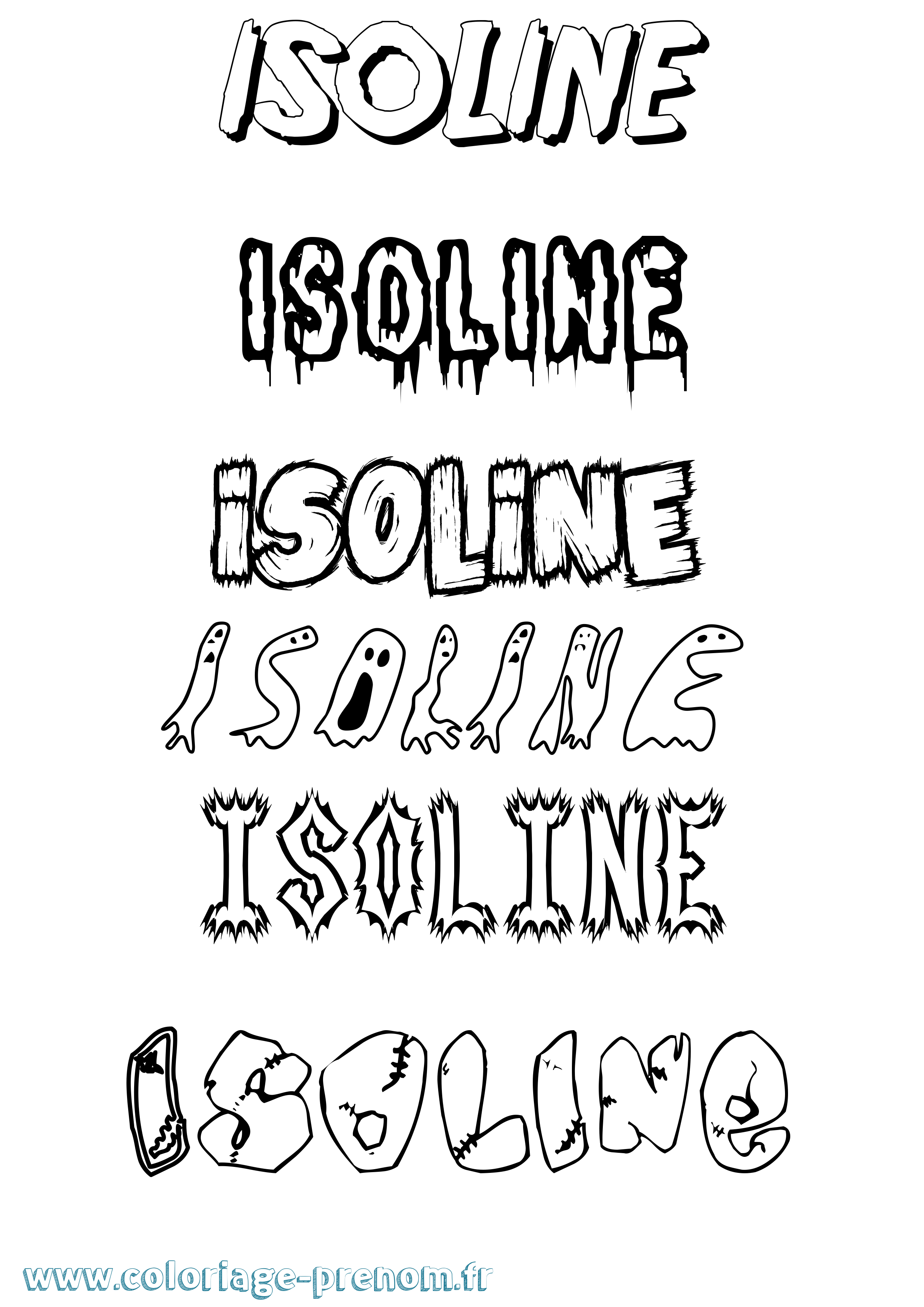 Coloriage Isoline Frisson Coloriage prénom Isoline Frisson