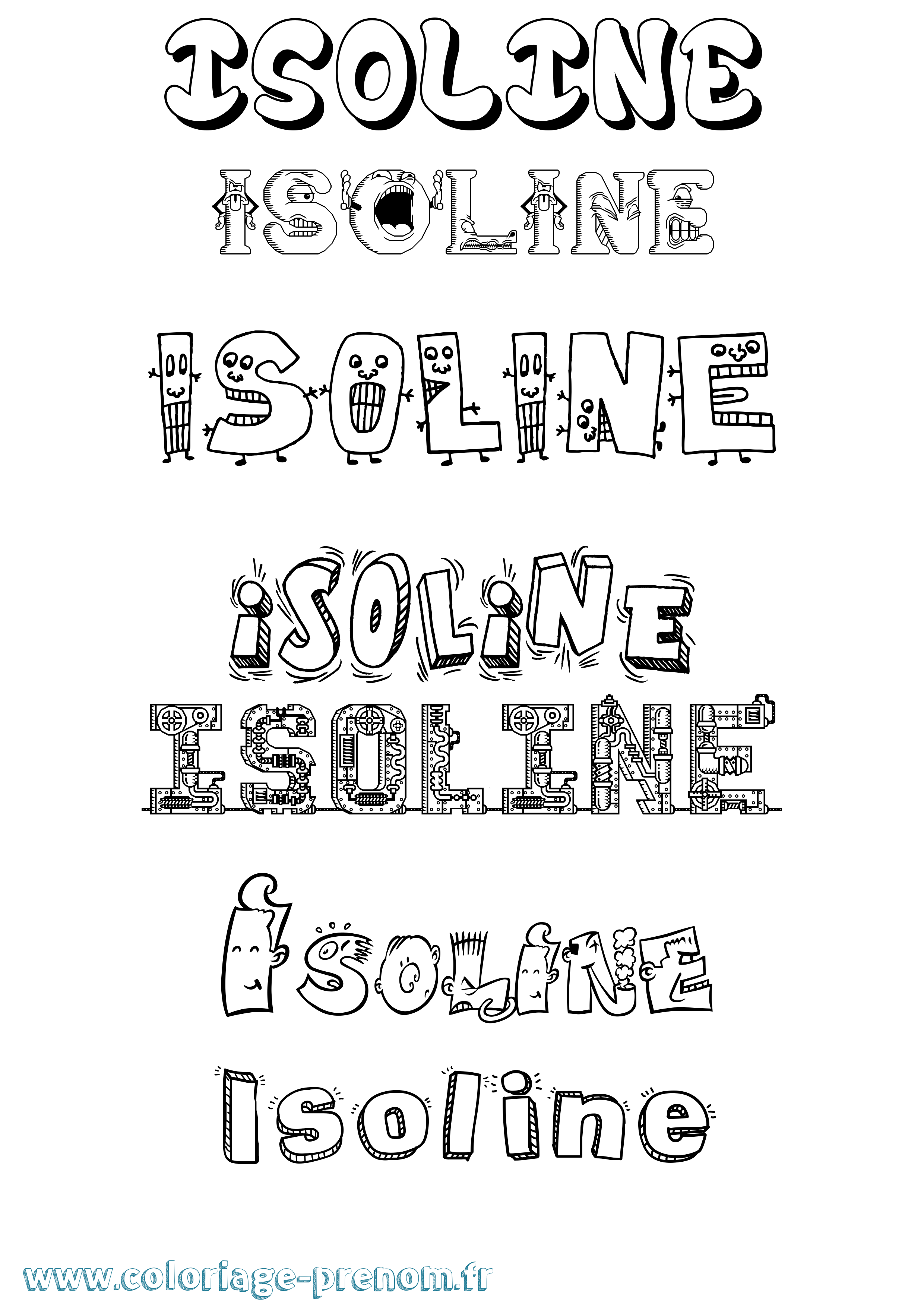Coloriage Isoline Fun Coloriage prénom Isoline Fun