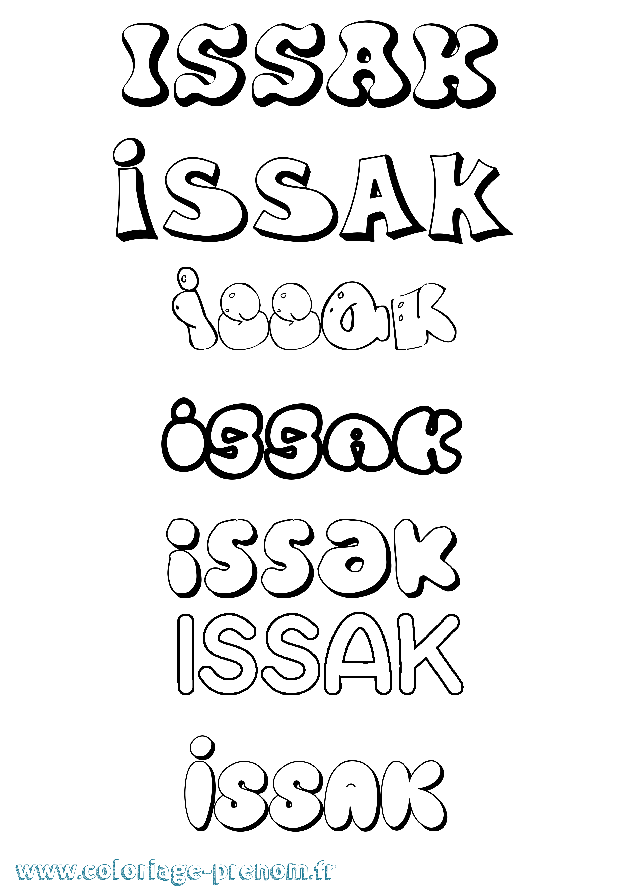 Coloriage Issak Bubble Coloriage prénom Issak Bubble