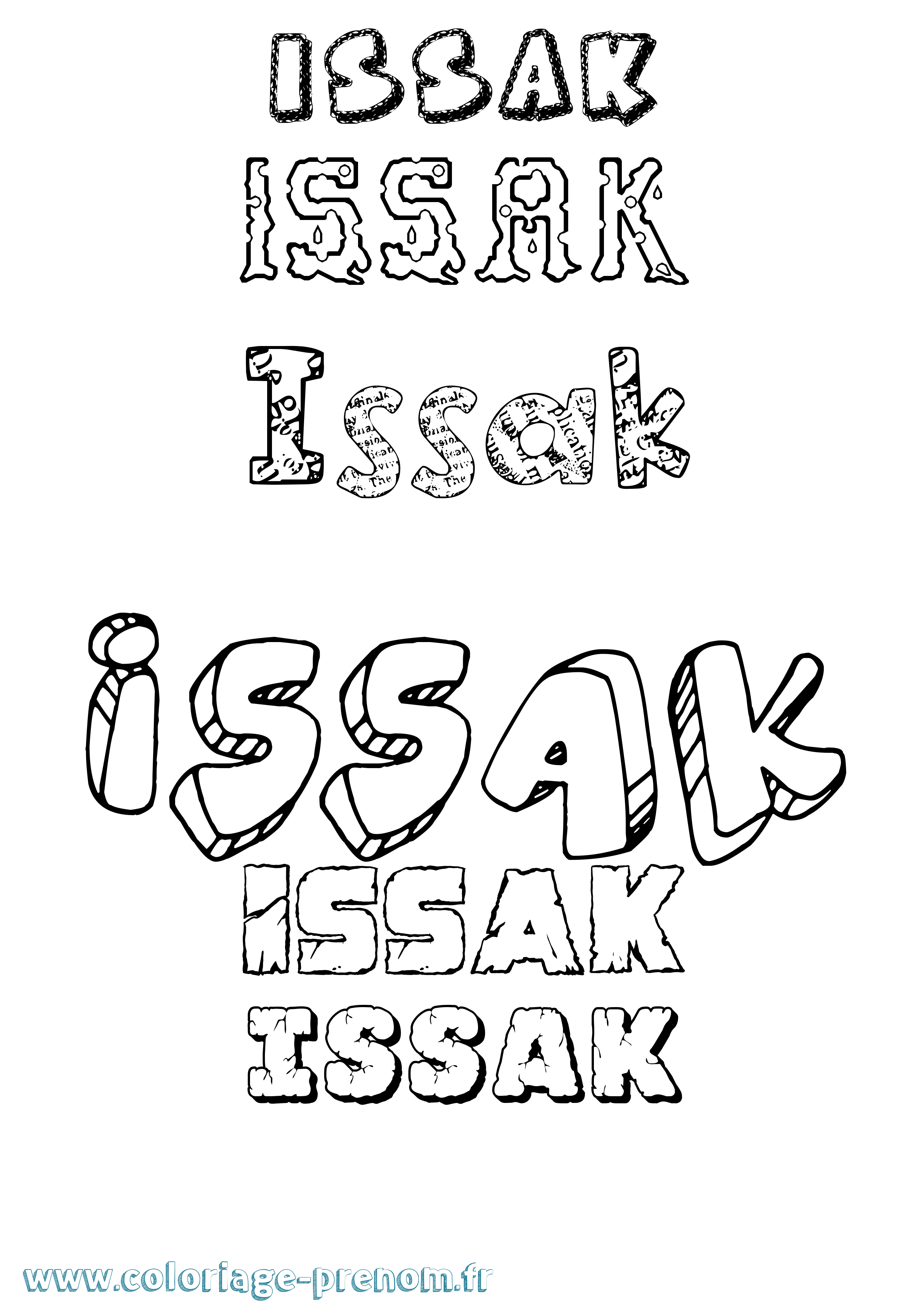Coloriage Issak Destructuré Coloriage prénom Issak Destructuré
