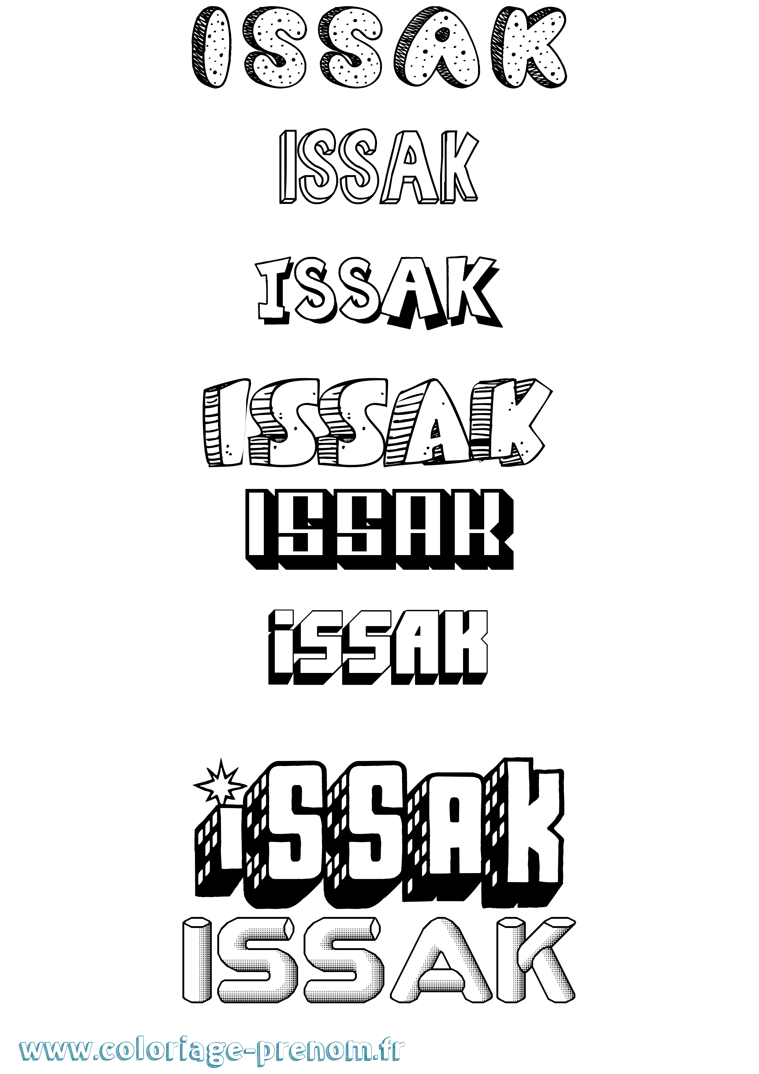Coloriage Issak Effet 3D Coloriage prénom Issak Effet 3D