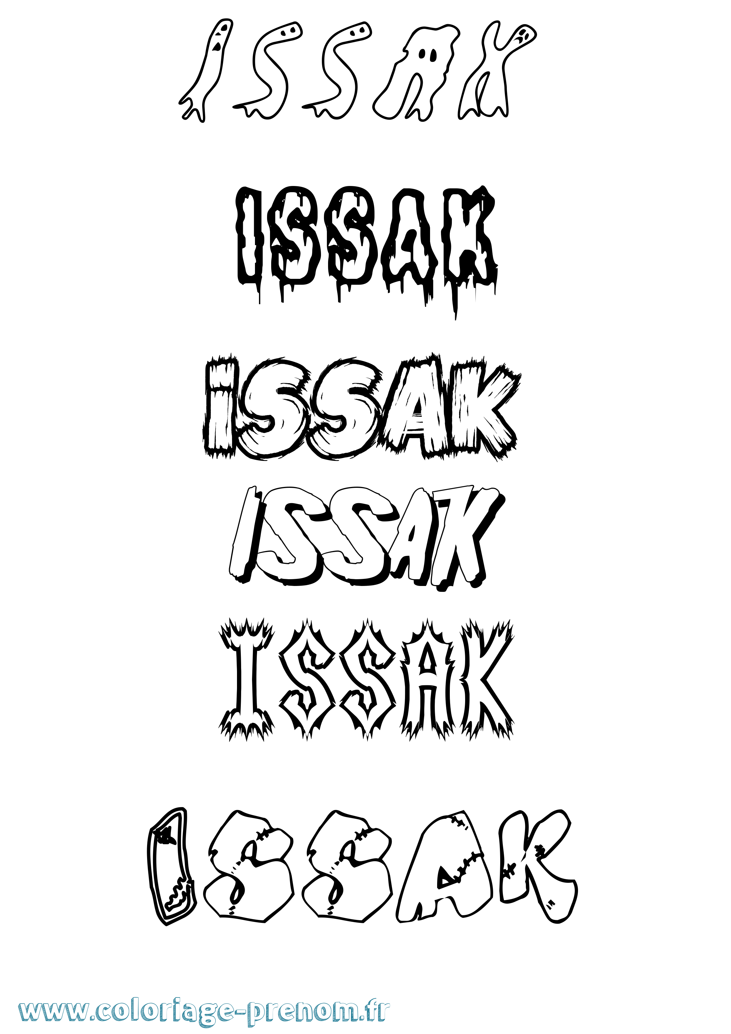 Coloriage Issak Frisson Coloriage prénom Issak Frisson