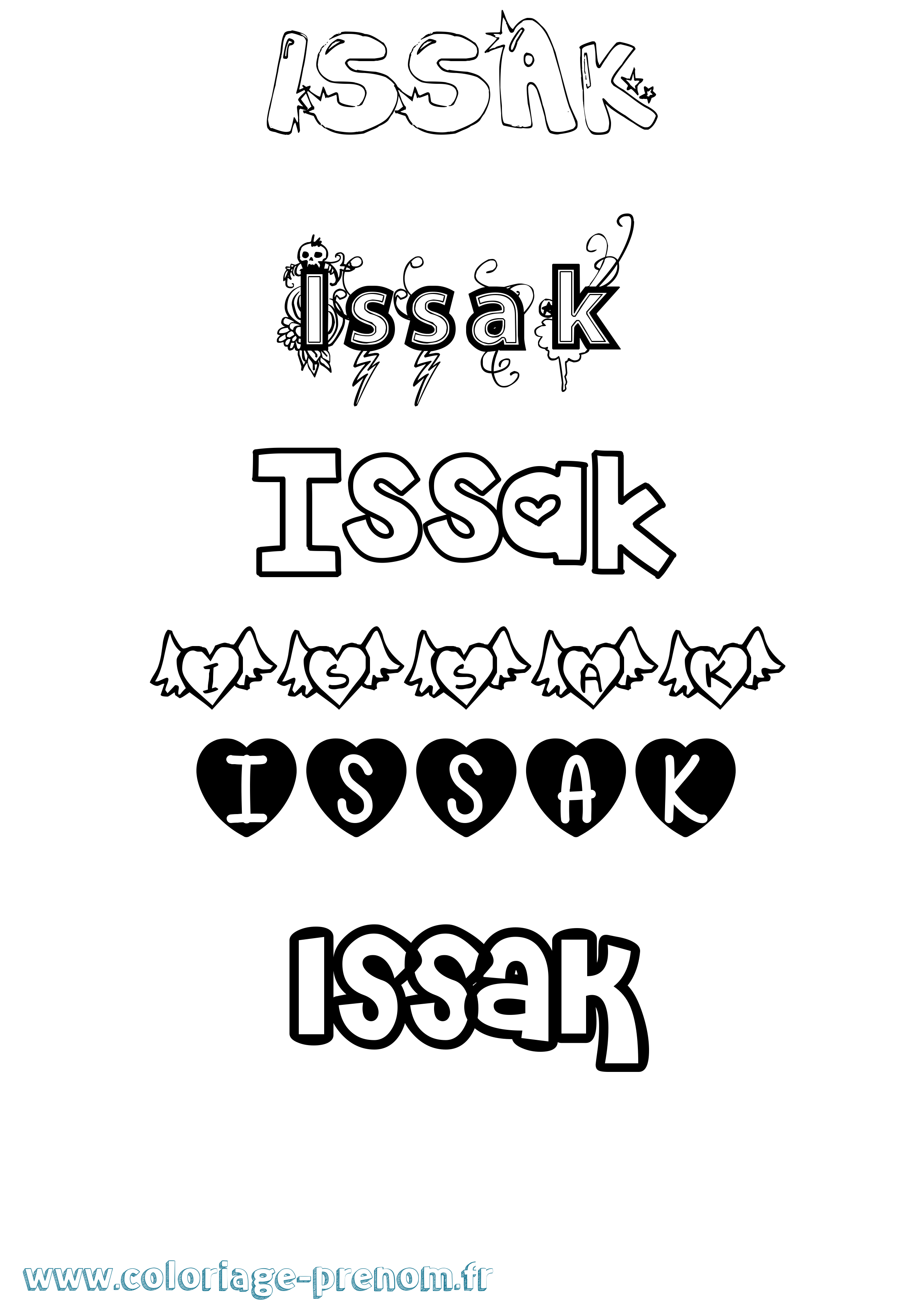 Coloriage Issak Girly Coloriage prénom Issak Girly