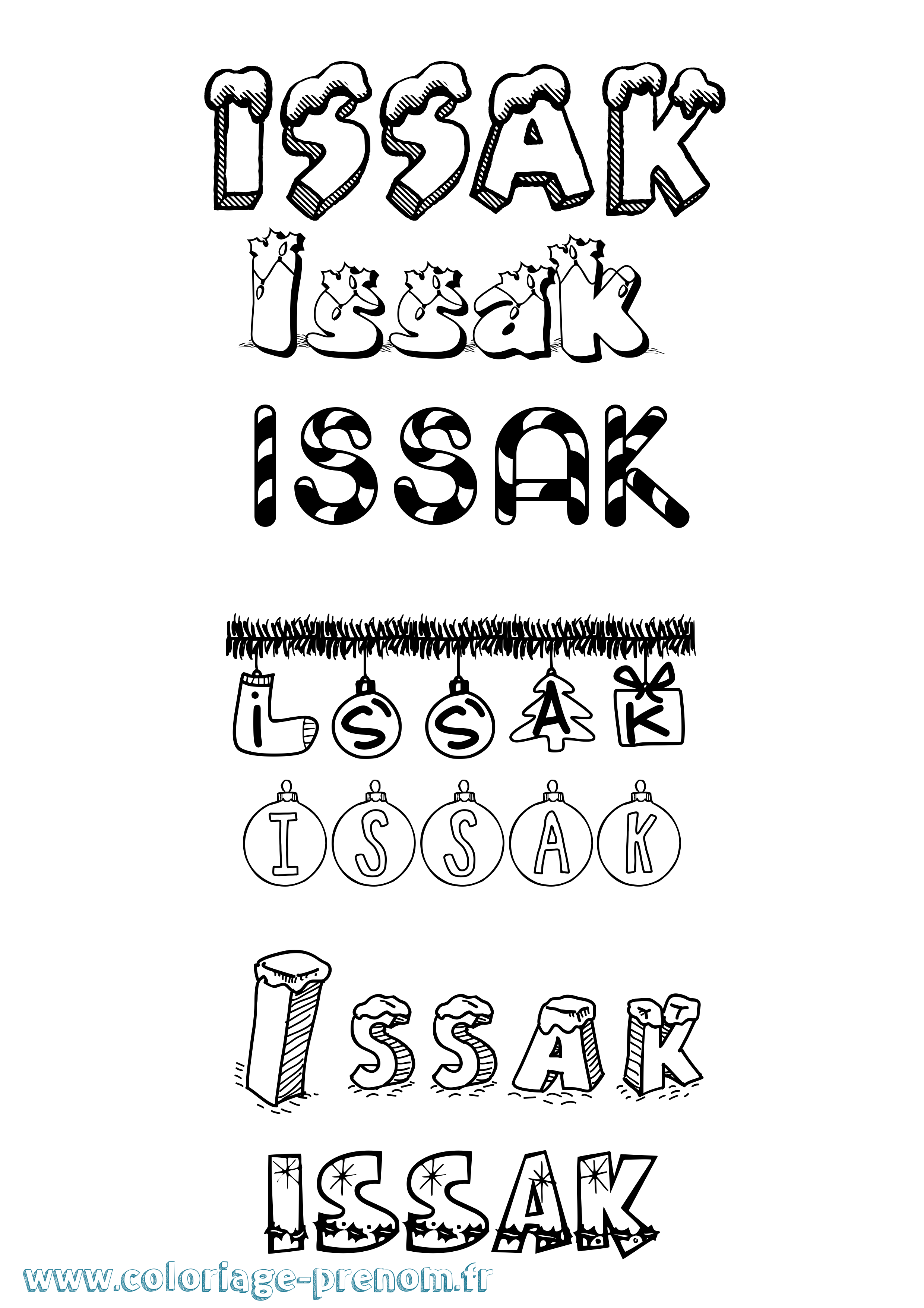 Coloriage Issak Noël Coloriage prénom Issak Noël