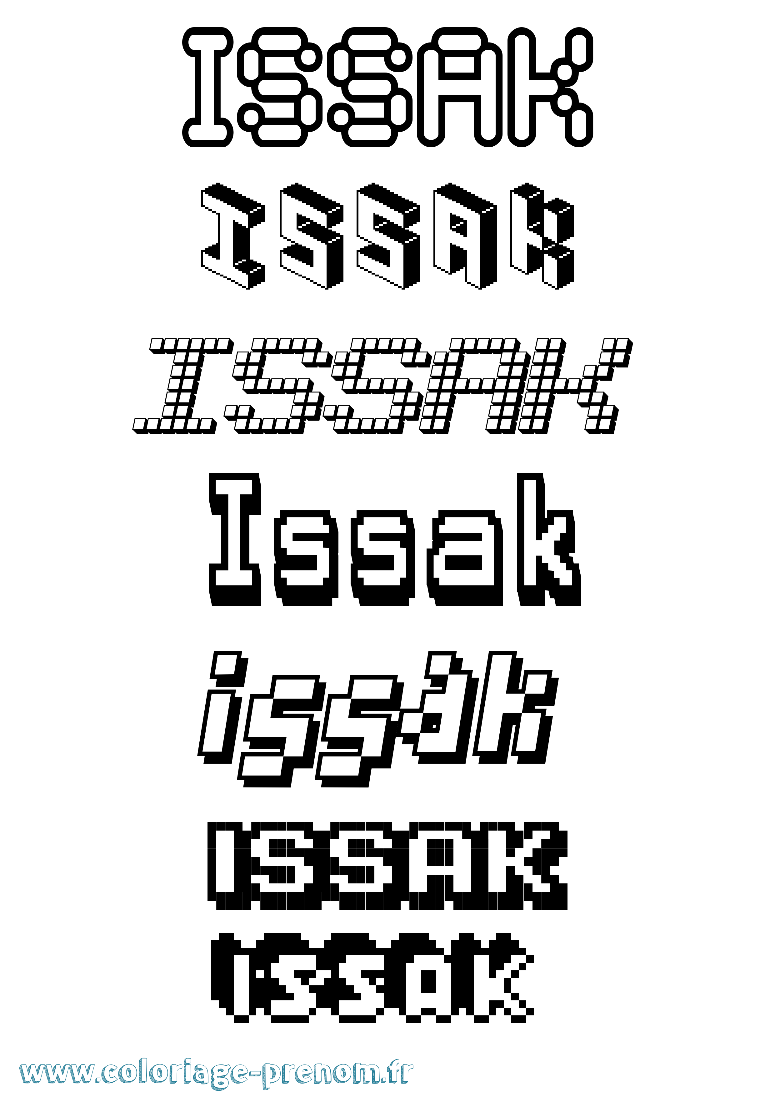 Coloriage Issak Pixel Coloriage prénom Issak Pixel