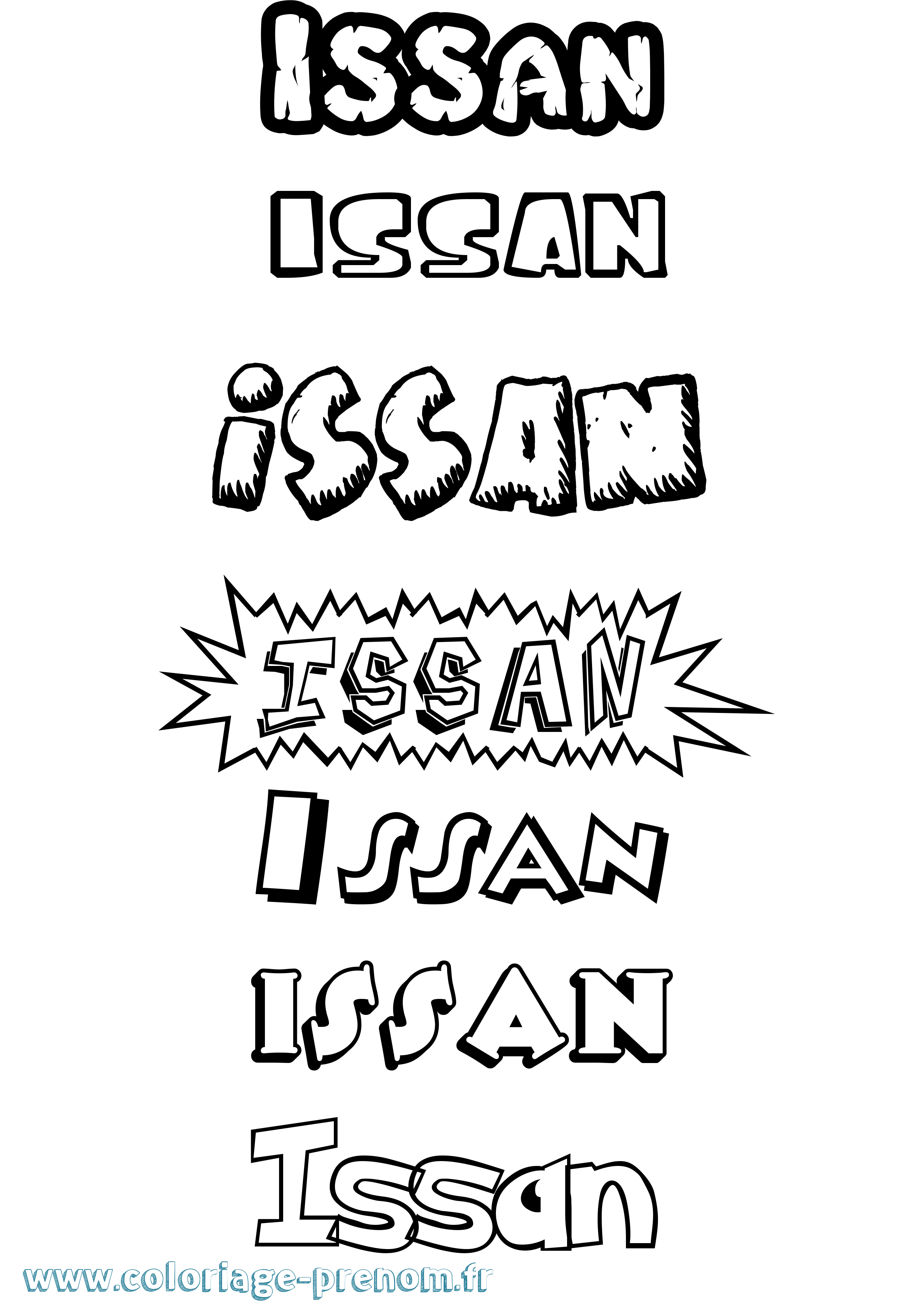 Coloriage Issan Dessin Animé Coloriage prénom Issan Dessin Animé