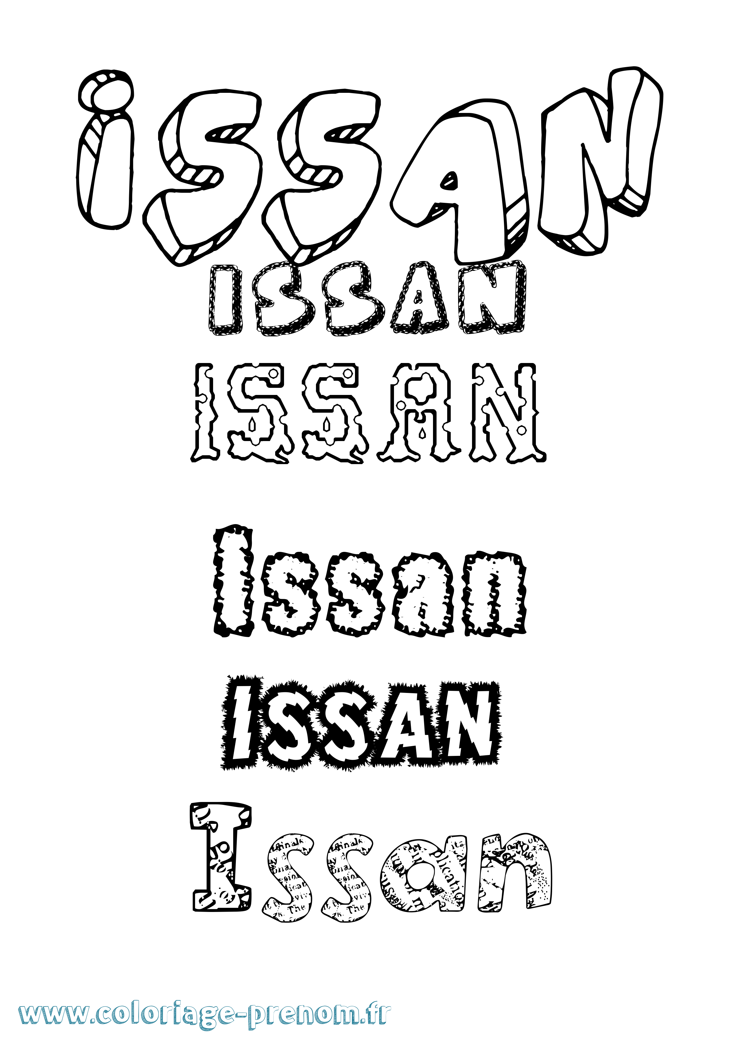 Coloriage Issan Destructuré Coloriage prénom Issan Destructuré
