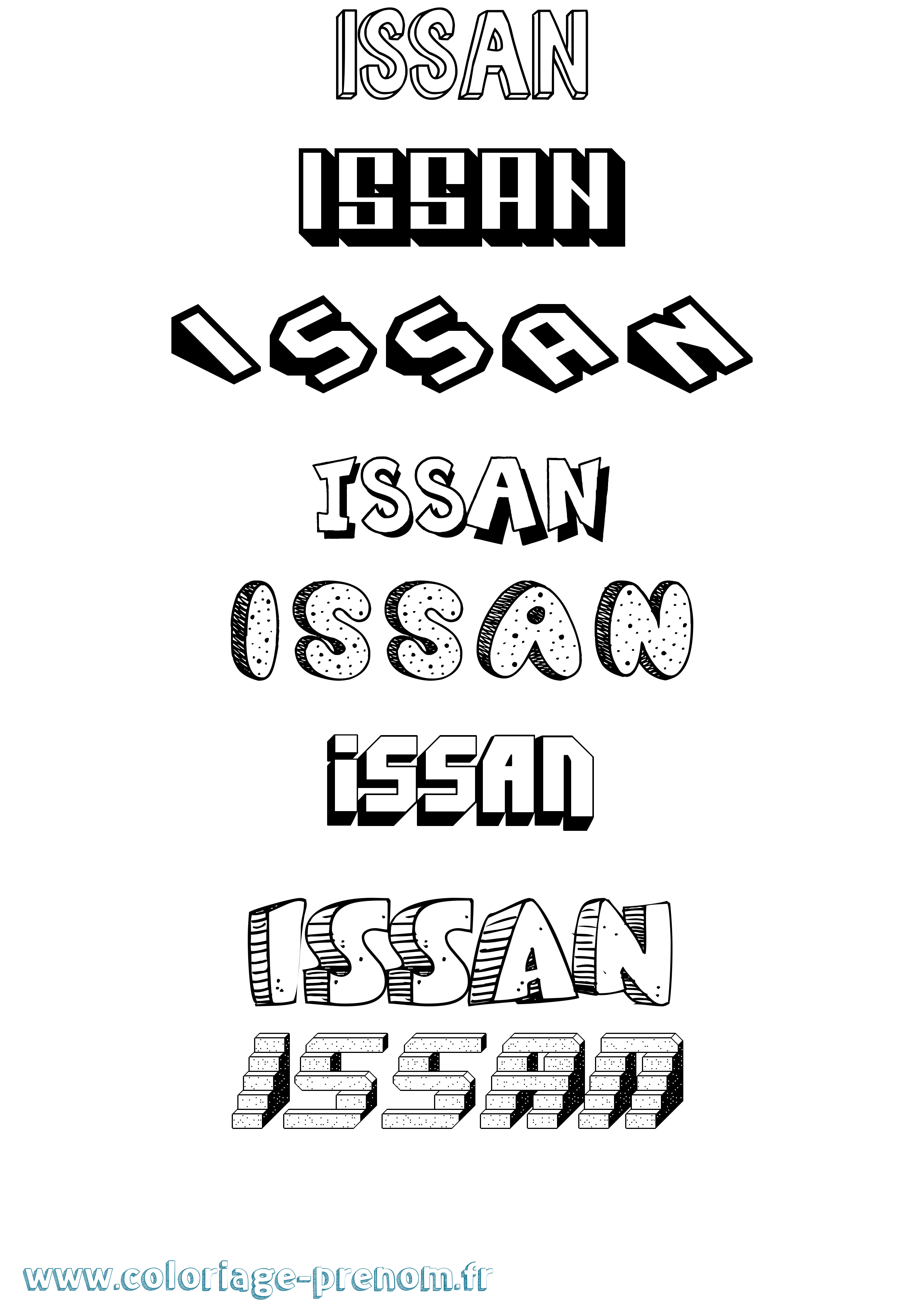 Coloriage Issan Effet 3D Coloriage prénom Issan Effet 3D