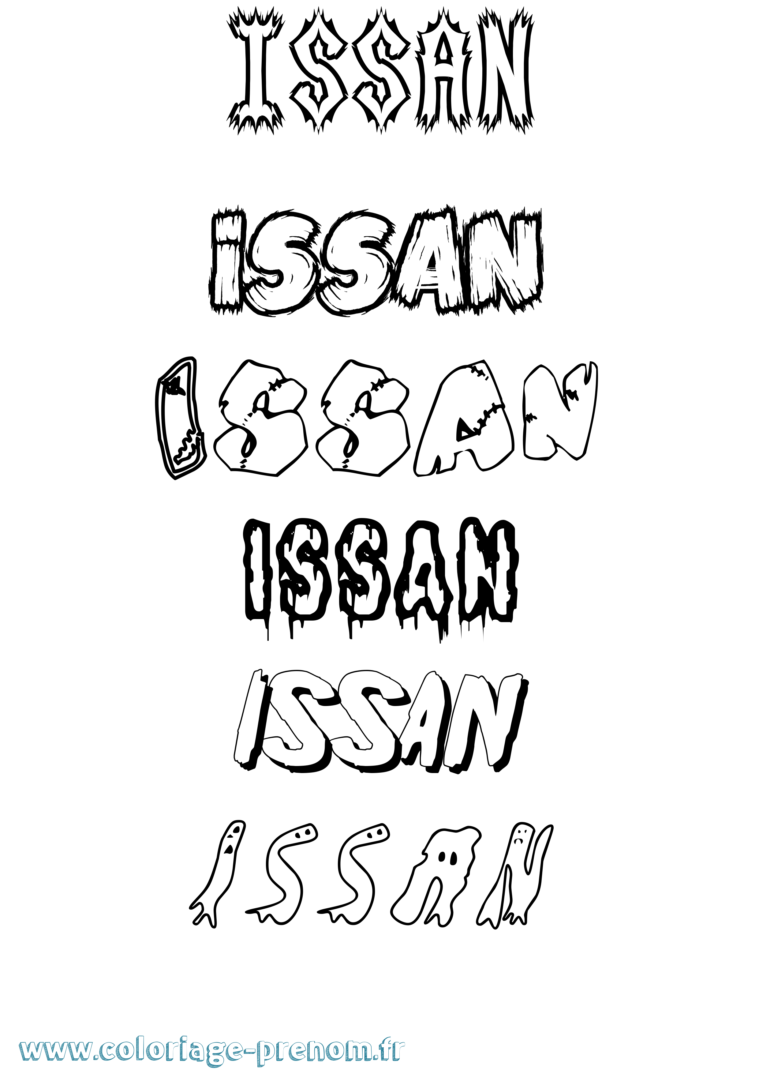 Coloriage Issan Frisson Coloriage prénom Issan Frisson