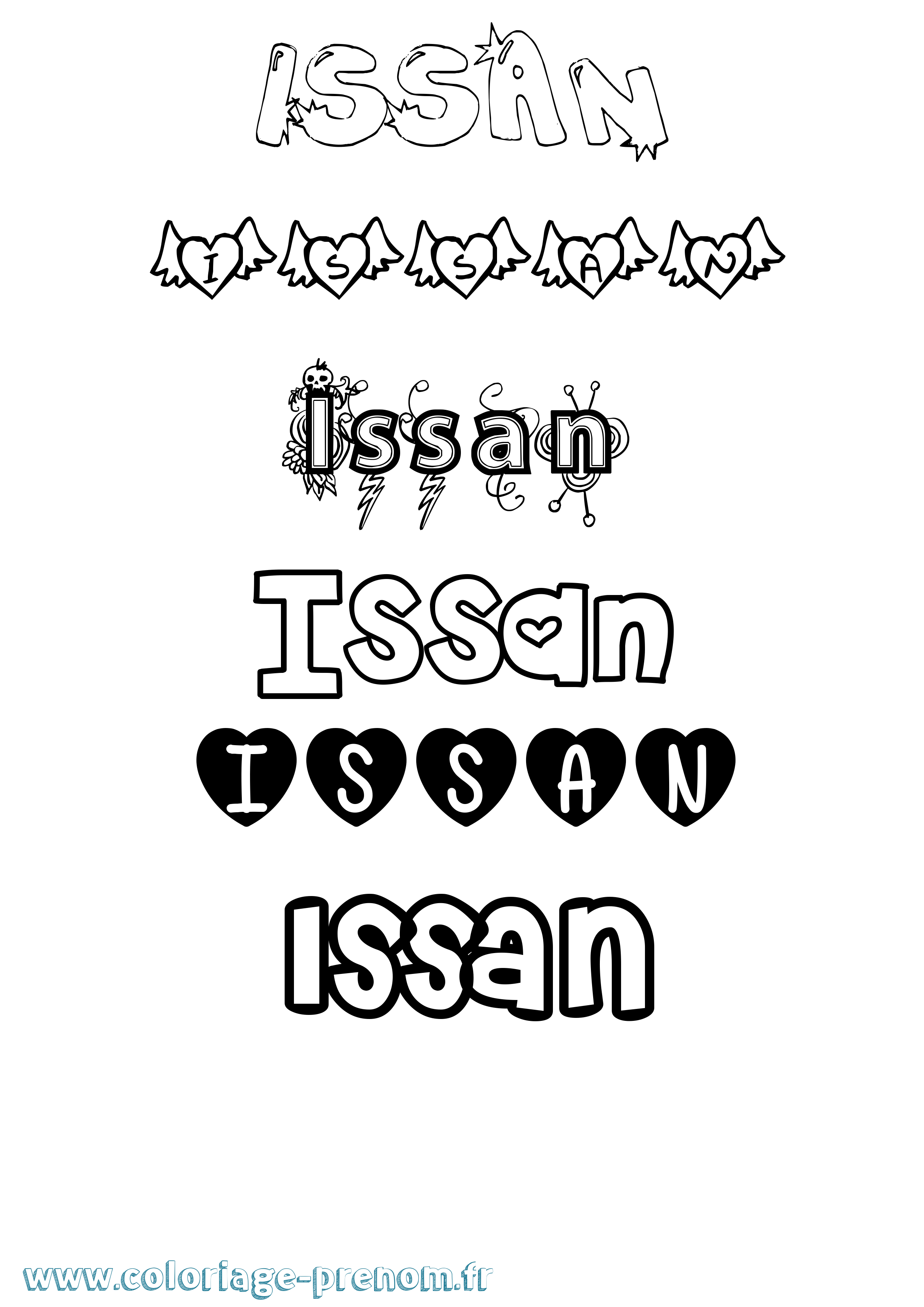 Coloriage Issan Girly Coloriage prénom Issan Girly