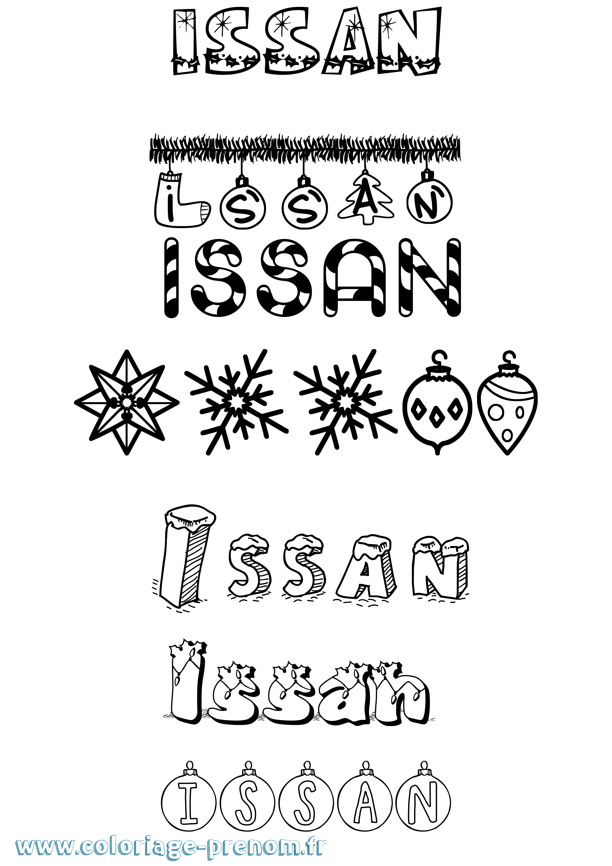 Coloriage Issan Noël Coloriage prénom Issan Noël