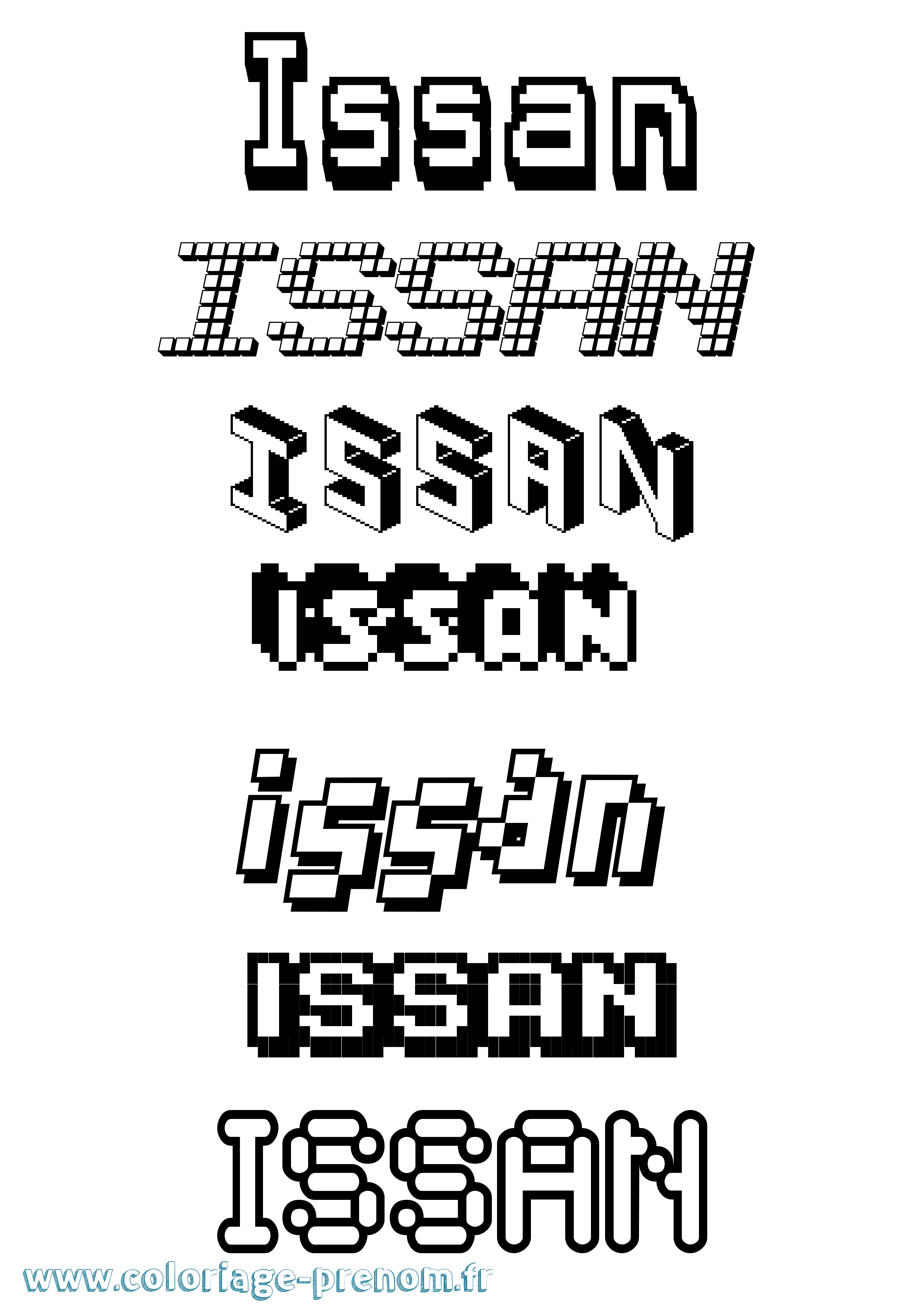 Coloriage Issan Pixel Coloriage prénom Issan Pixel