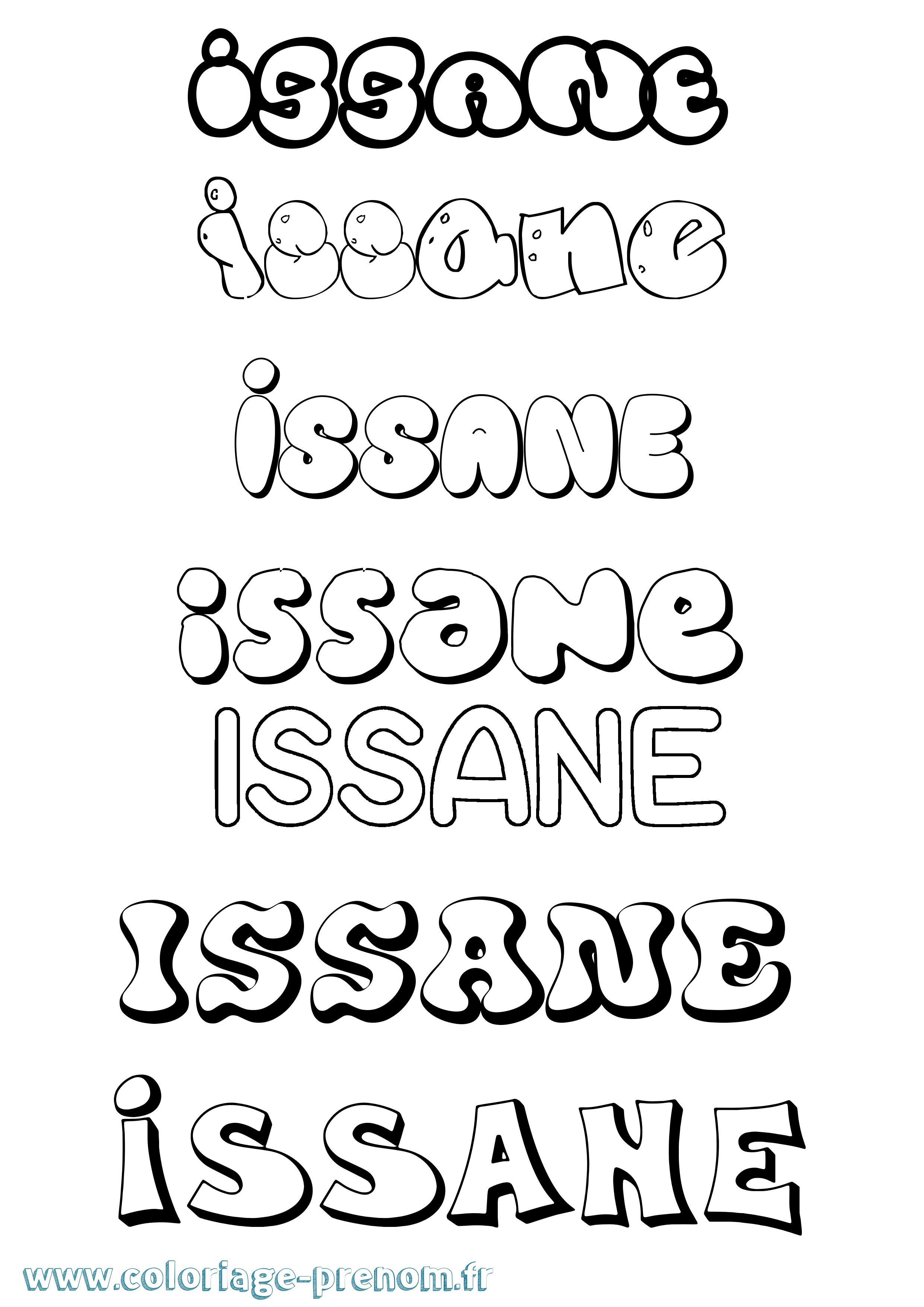 Coloriage Issane Bubble Coloriage prénom Issane Bubble