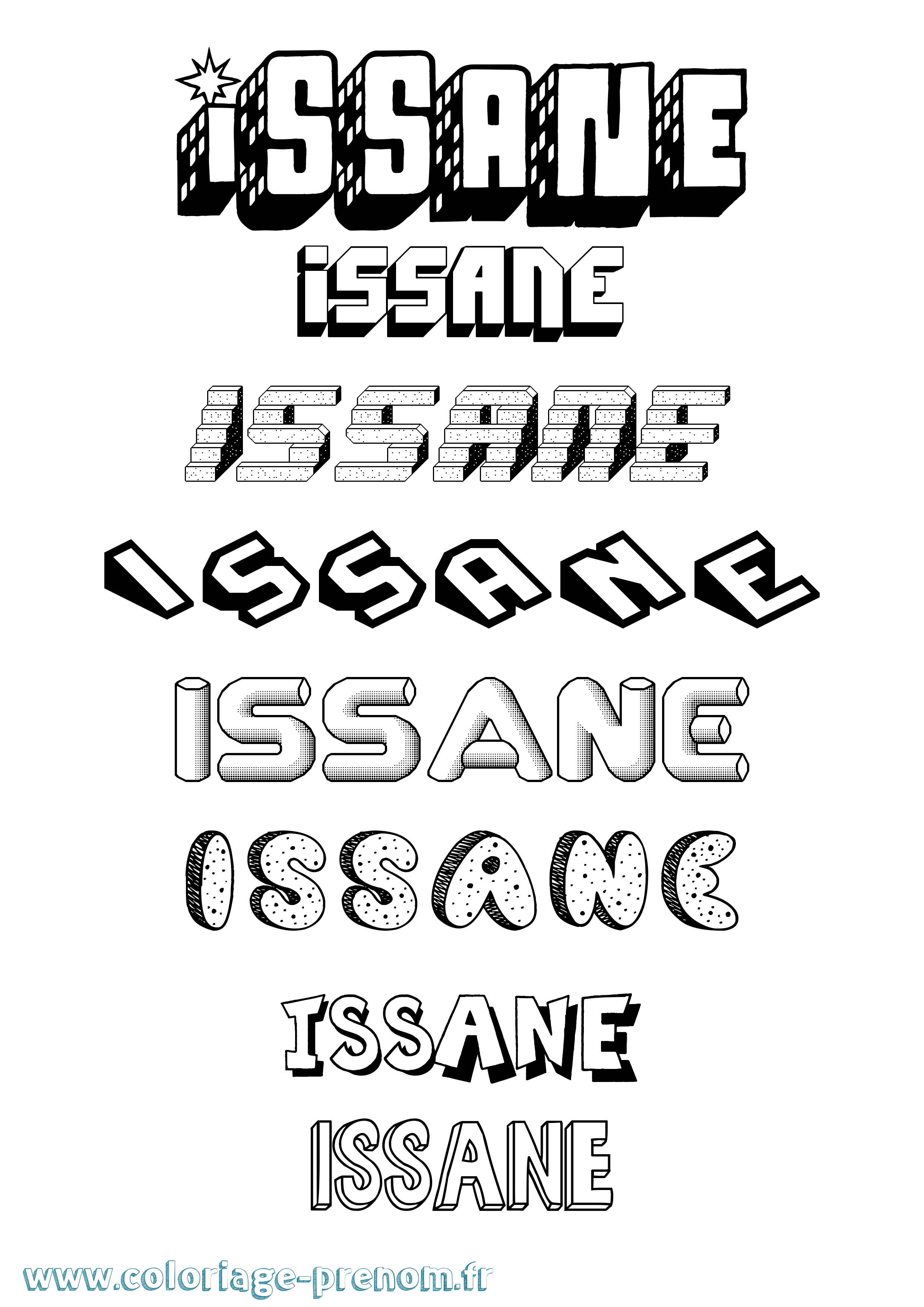 Coloriage Issane Effet 3D Coloriage prénom Issane Effet 3D