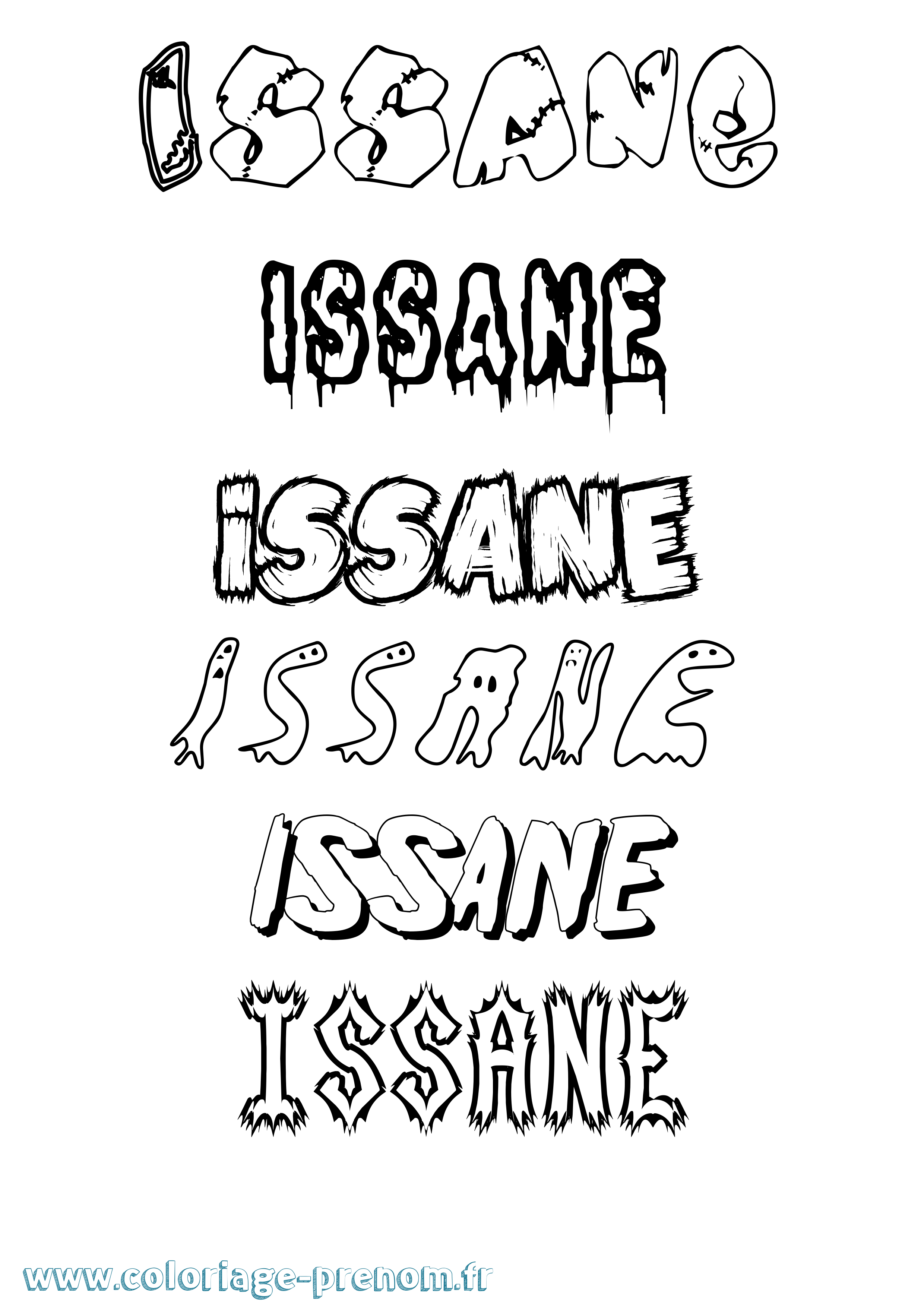 Coloriage Issane Frisson Coloriage prénom Issane Frisson