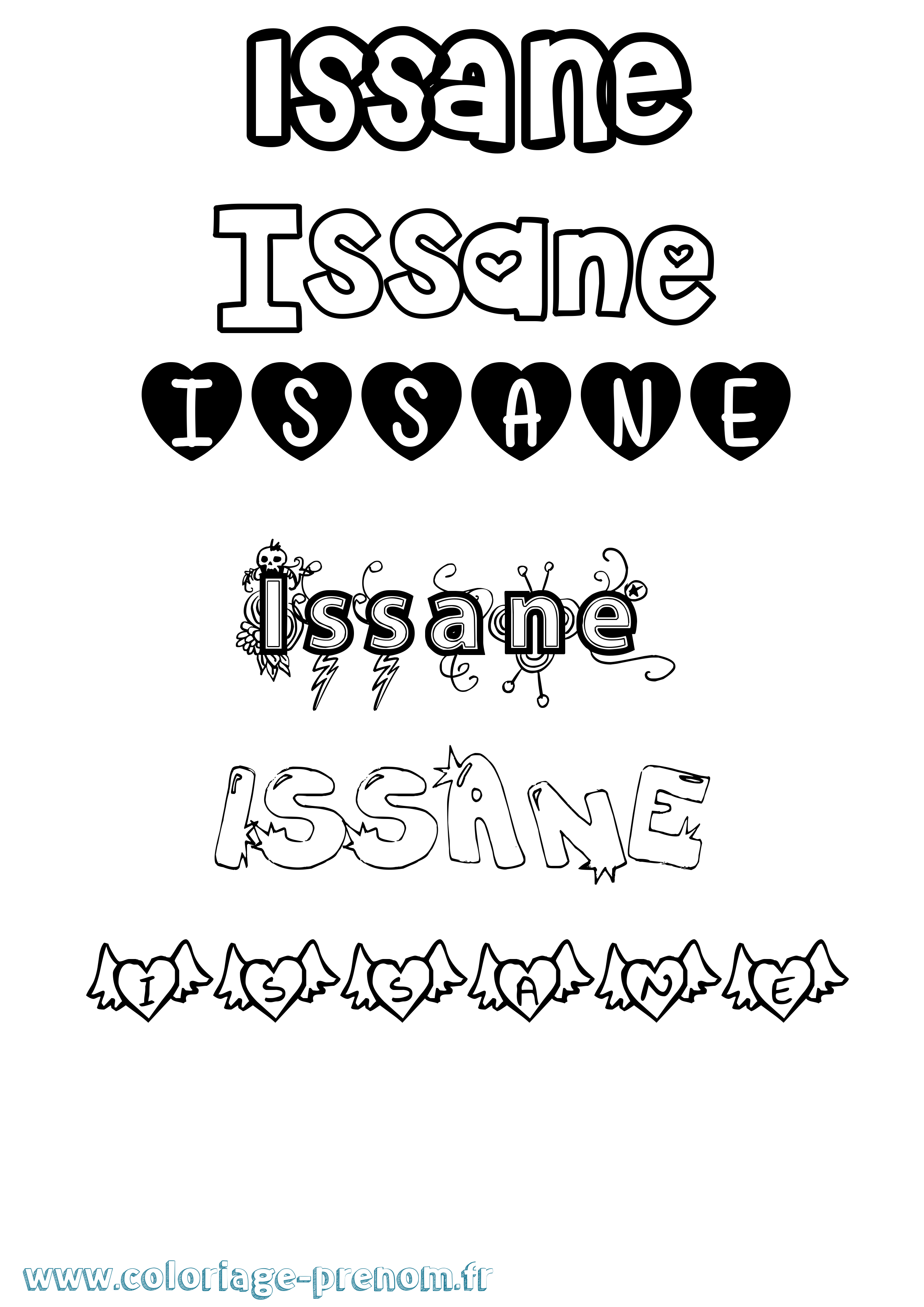 Coloriage Issane Girly Coloriage prénom Issane Girly