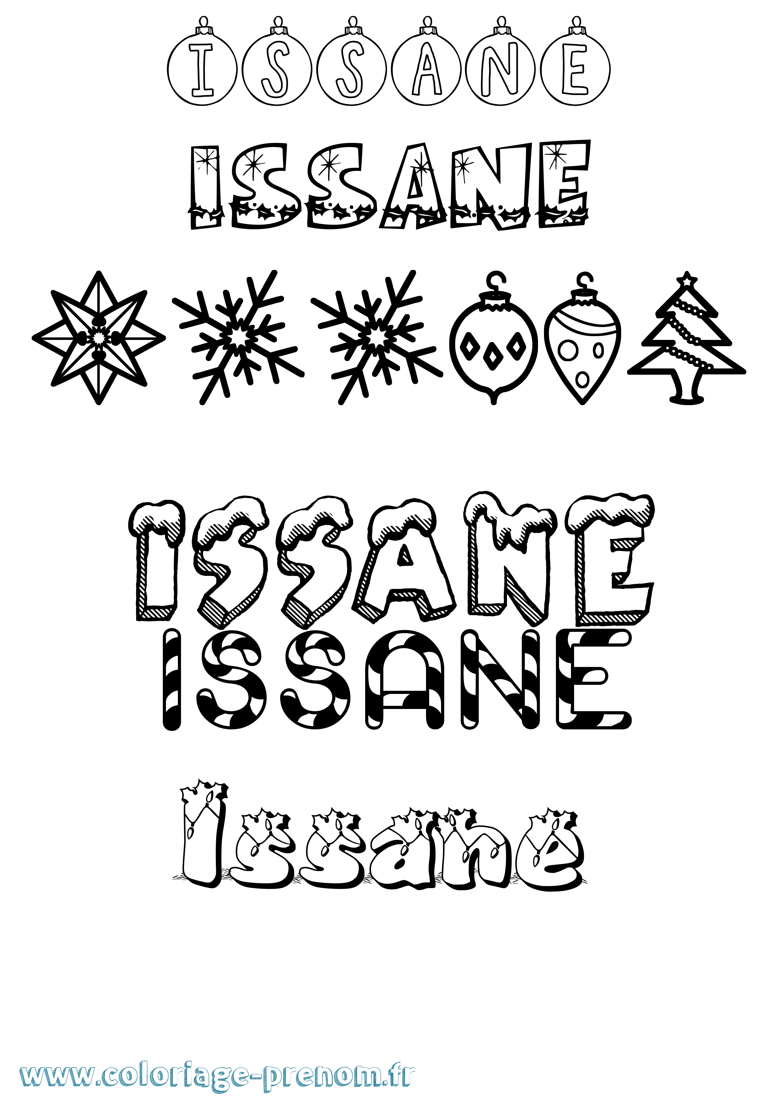 Coloriage Issane Noël Coloriage prénom Issane Noël