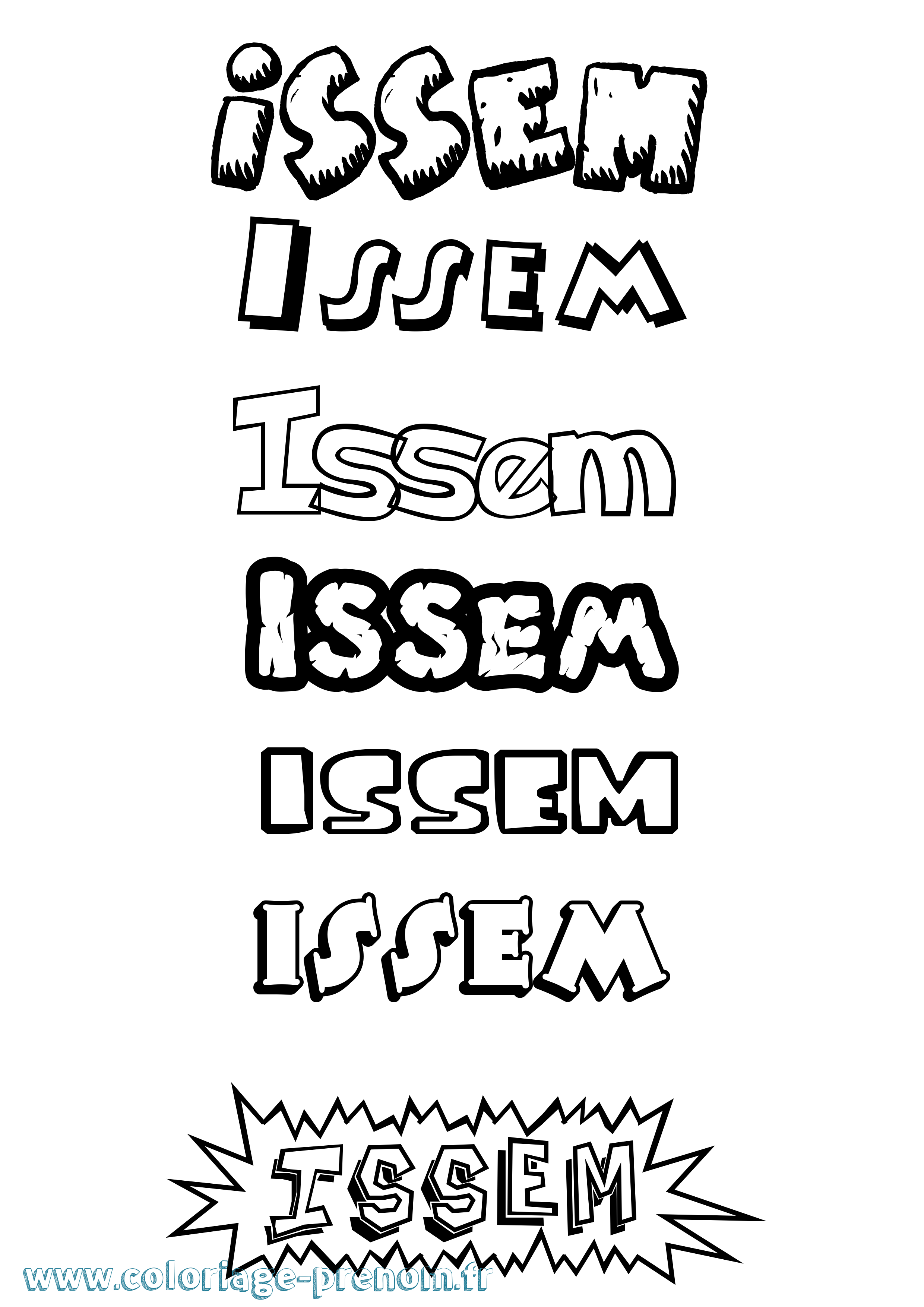 Coloriage Issem Dessin Animé Coloriage prénom Issem Dessin Animé