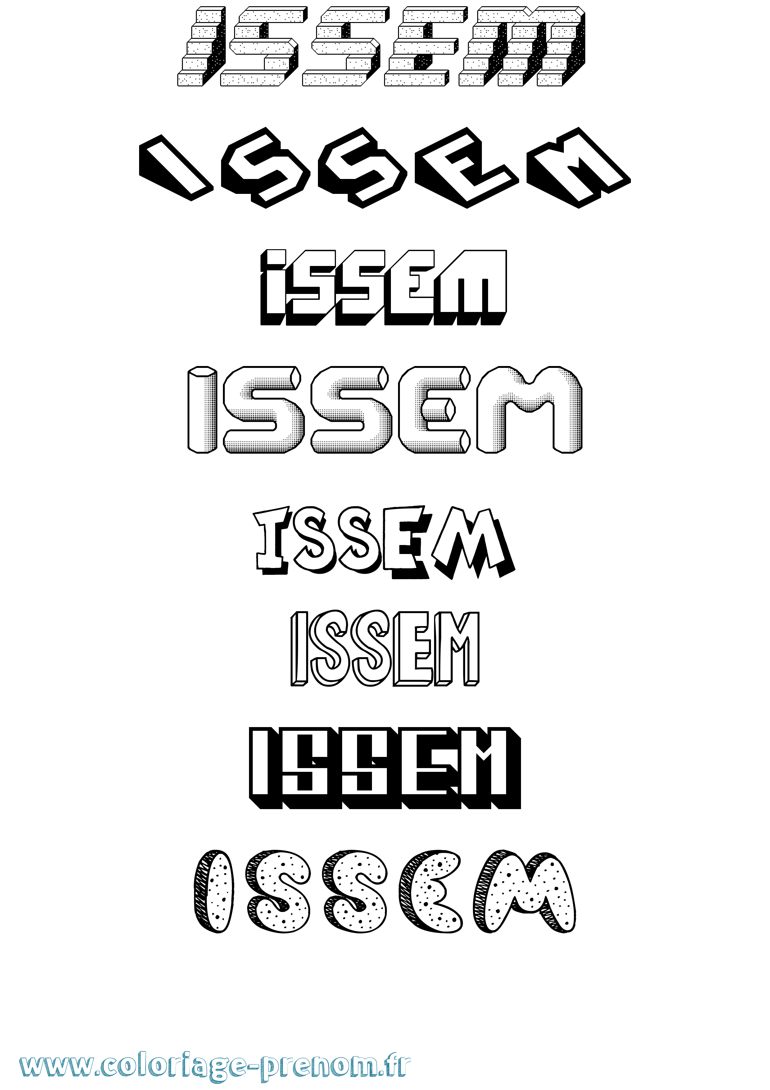 Coloriage Issem Effet 3D Coloriage prénom Issem Effet 3D