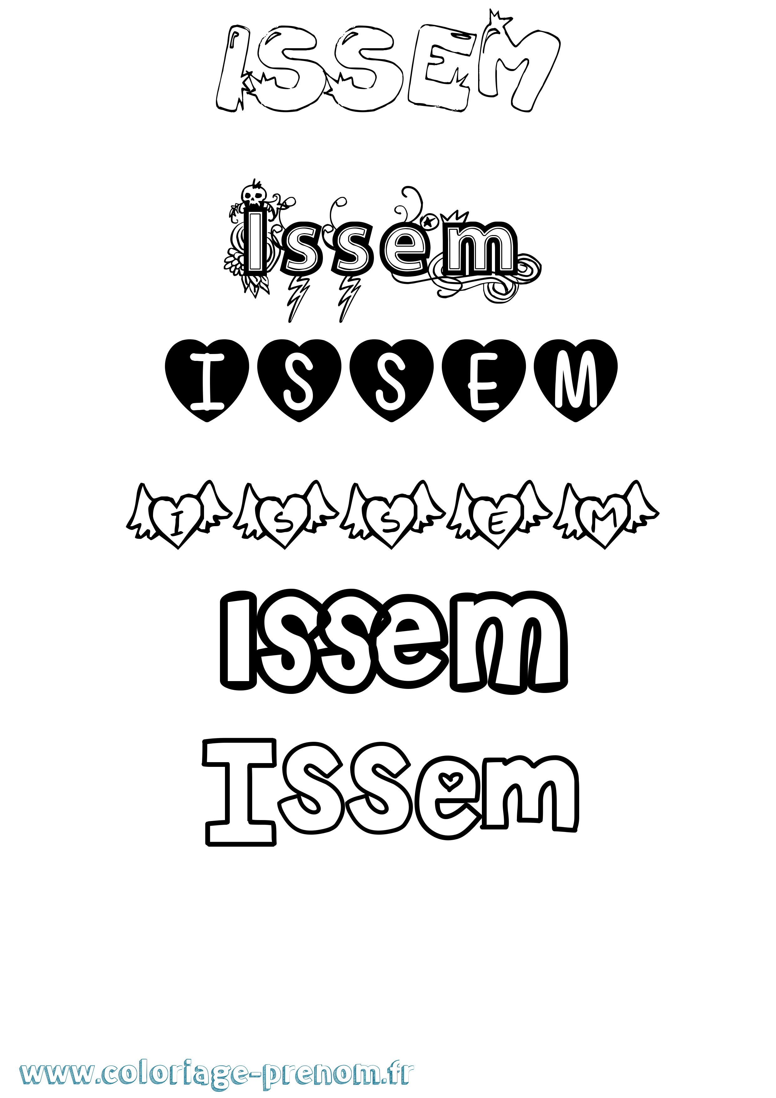 Coloriage Issem Girly Coloriage prénom Issem Girly