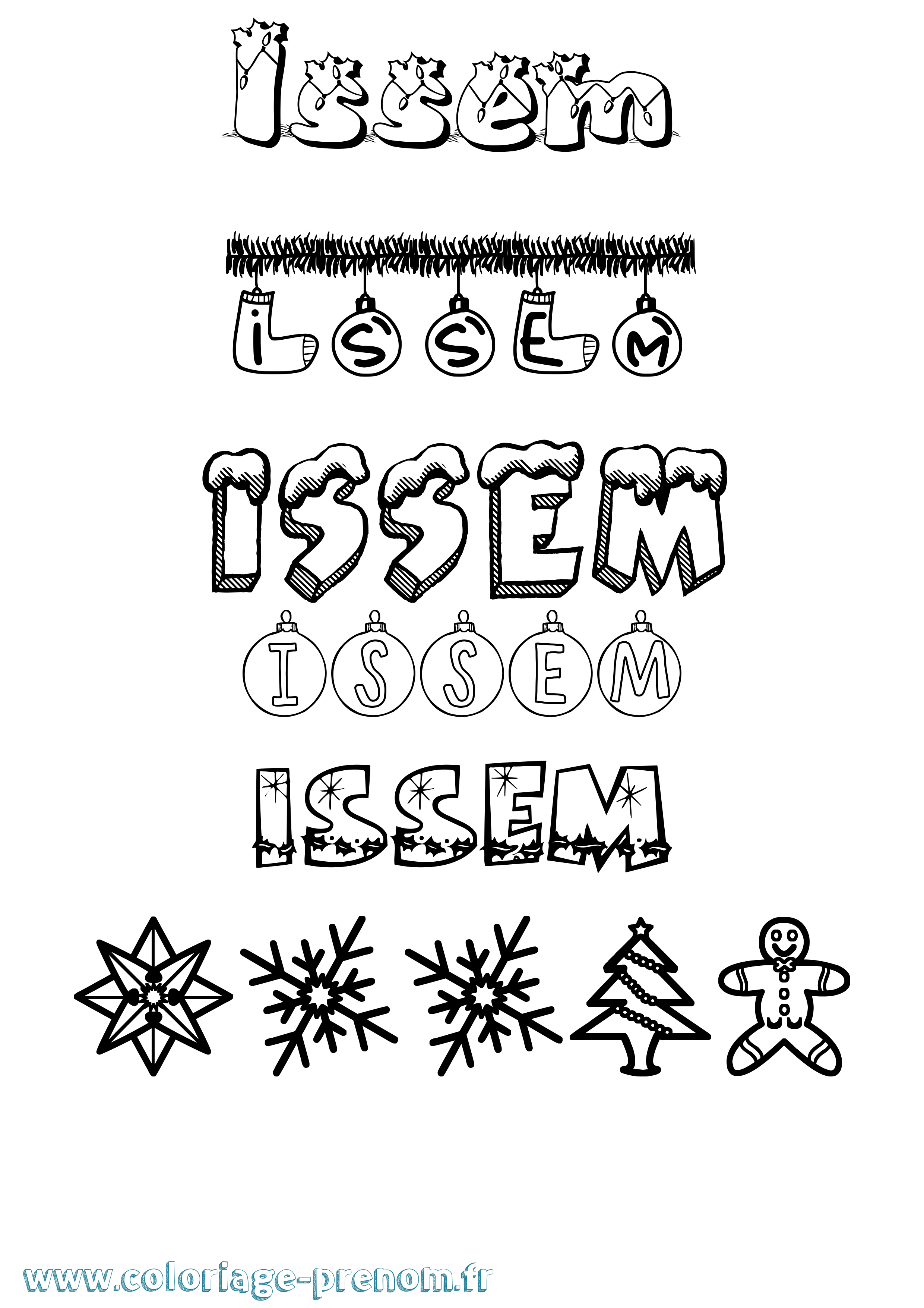 Coloriage Issem Noël Coloriage prénom Issem Noël