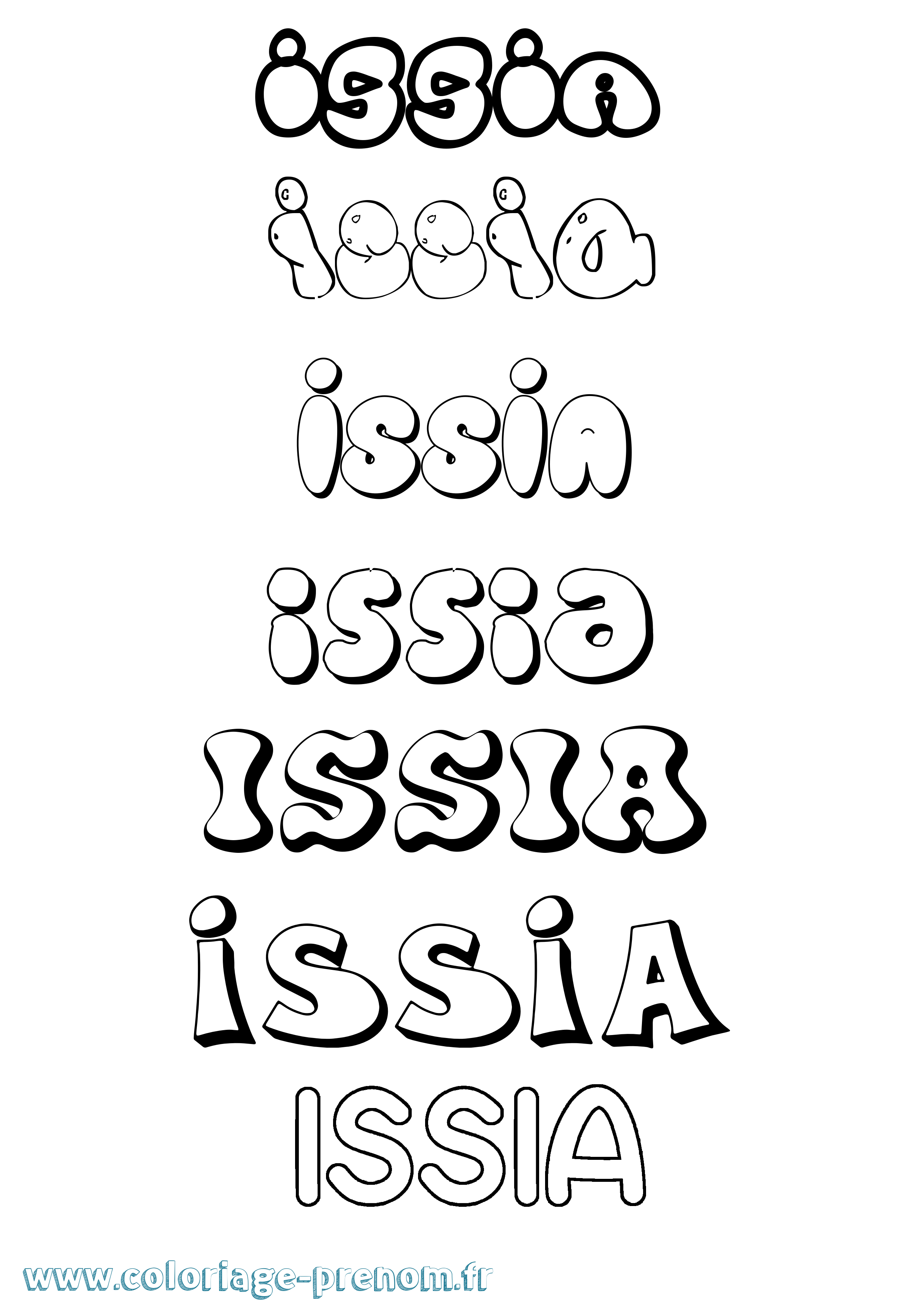 Coloriage Issia Bubble Coloriage prénom Issia Bubble